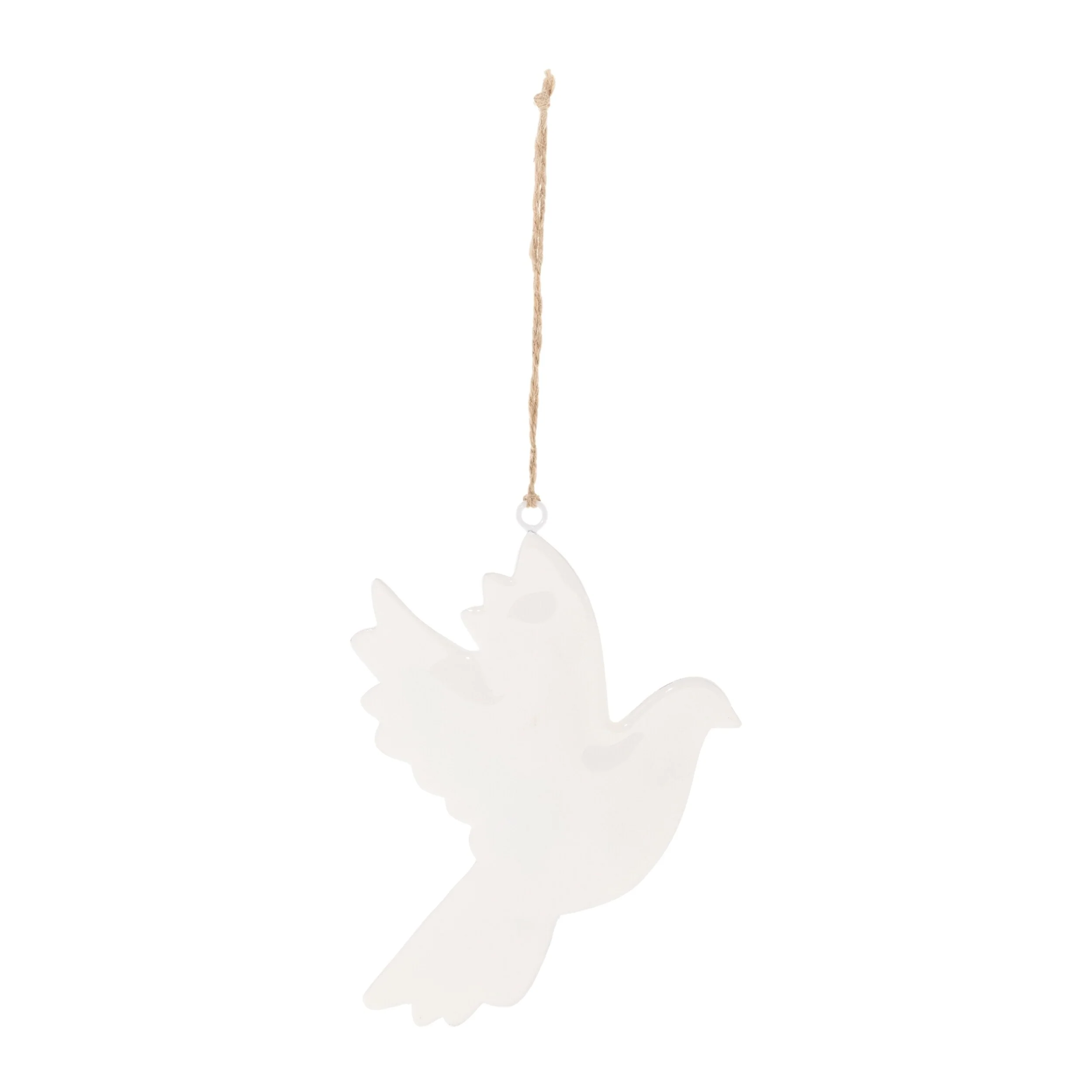 Set of 6 White Metal Dove Ornaments for Christmas Tree Decor - 6.25