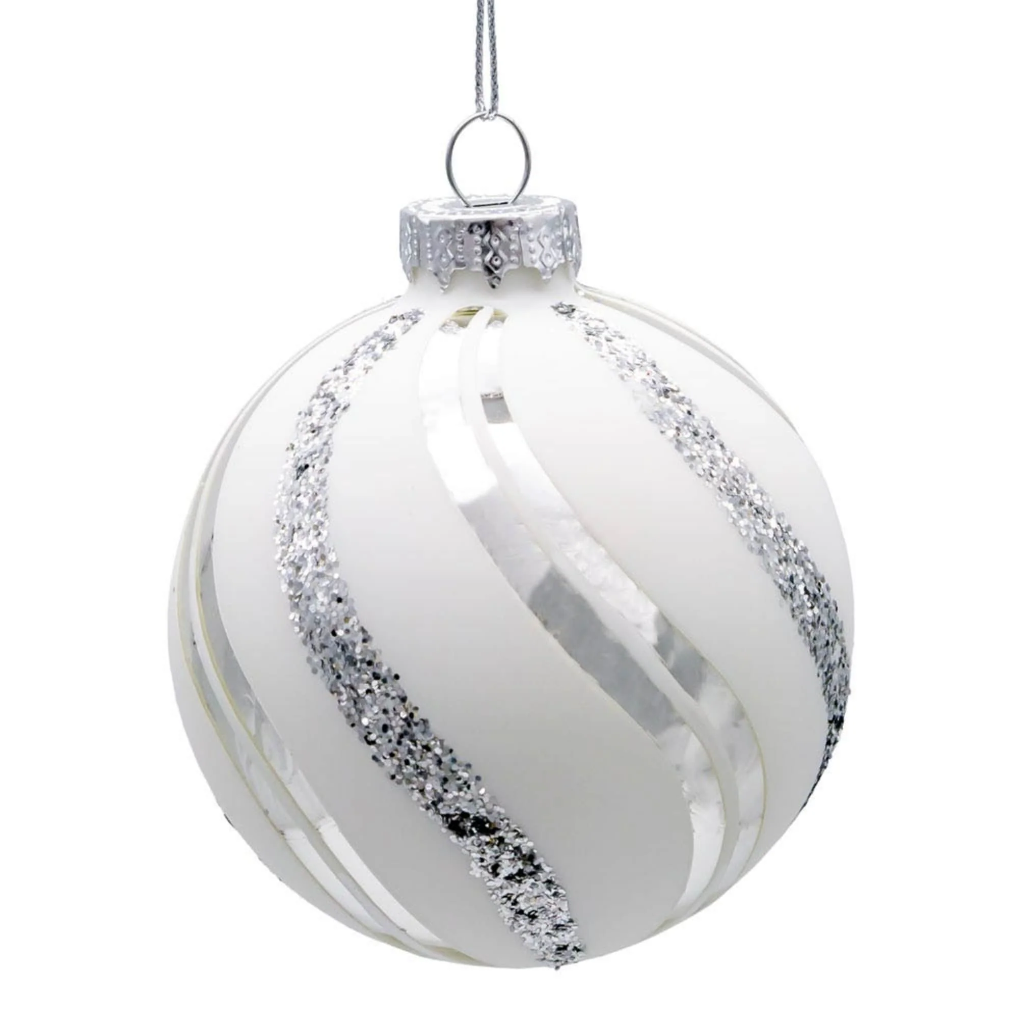 Glittered Swirl Christmas Ball Ornaments 3