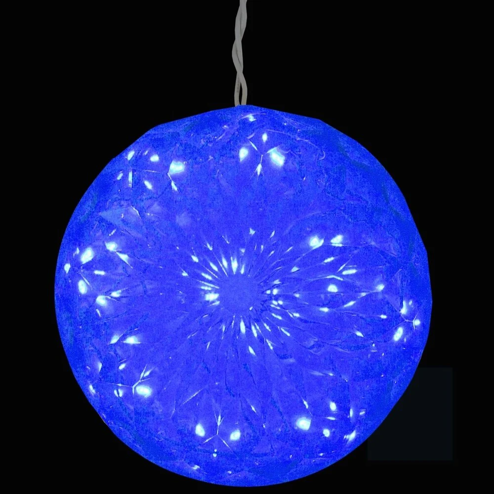 Blue LED Lighted Hanging Christmas Crystal Sphere Ball Outdoor Decoration 6