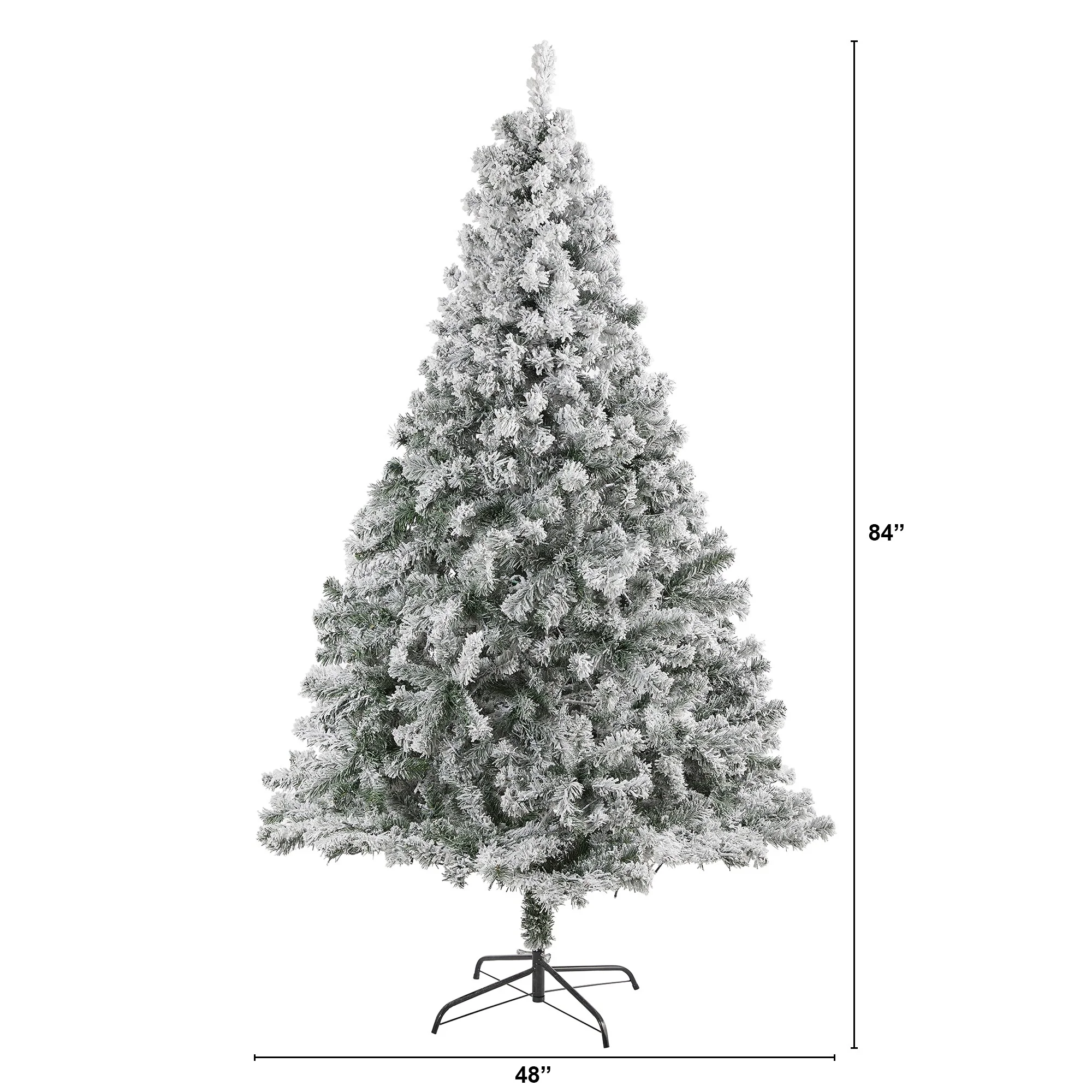 7' Flocked Rock Spruce Artificial Christmas Tree, Unlit - 7 Foot