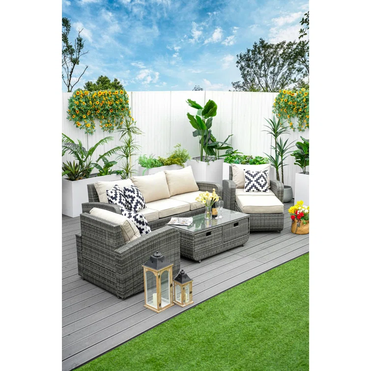 Morten 5 - Person Outdoor Seating Group with Cushions