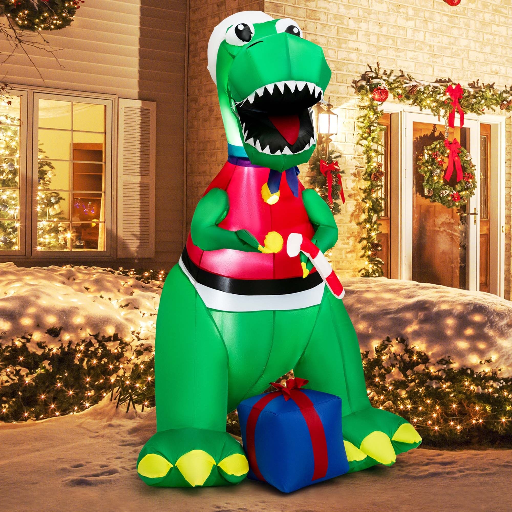 Costway 6FT Inflatable Christmas Dinosaur Dinosaur Decoration with LED - See Details