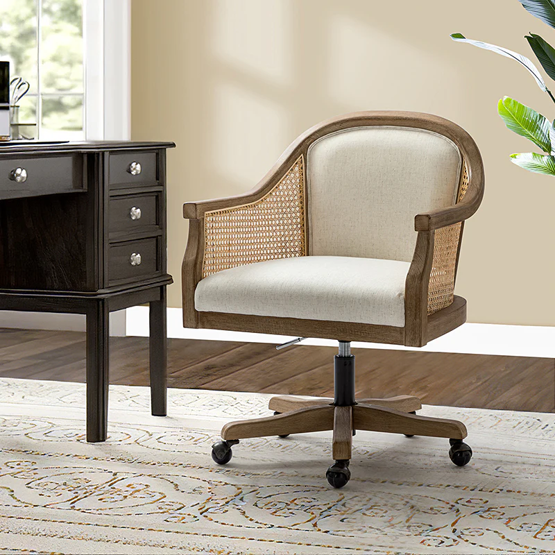 Audrey Task Accent Chair with Rattan Arms