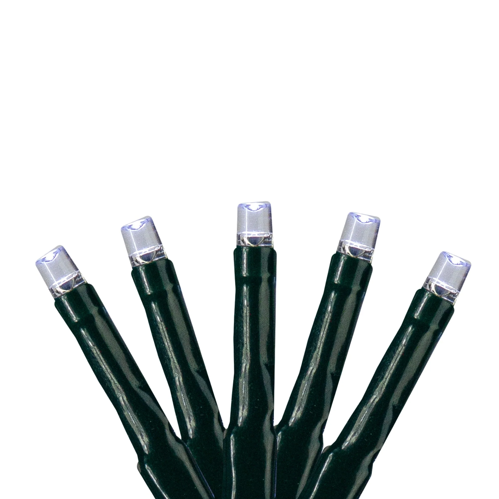 200 Pure White LED M5 Christmas Lights - 20 ft Green Wire
