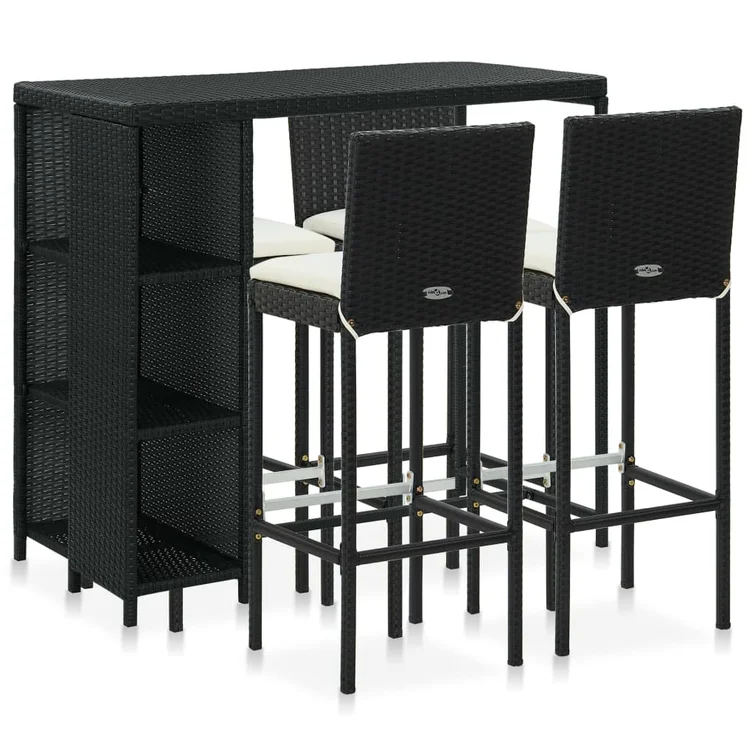 Rens 5 Piece Patio Bar Set with Cushions Poly Rattan Gray