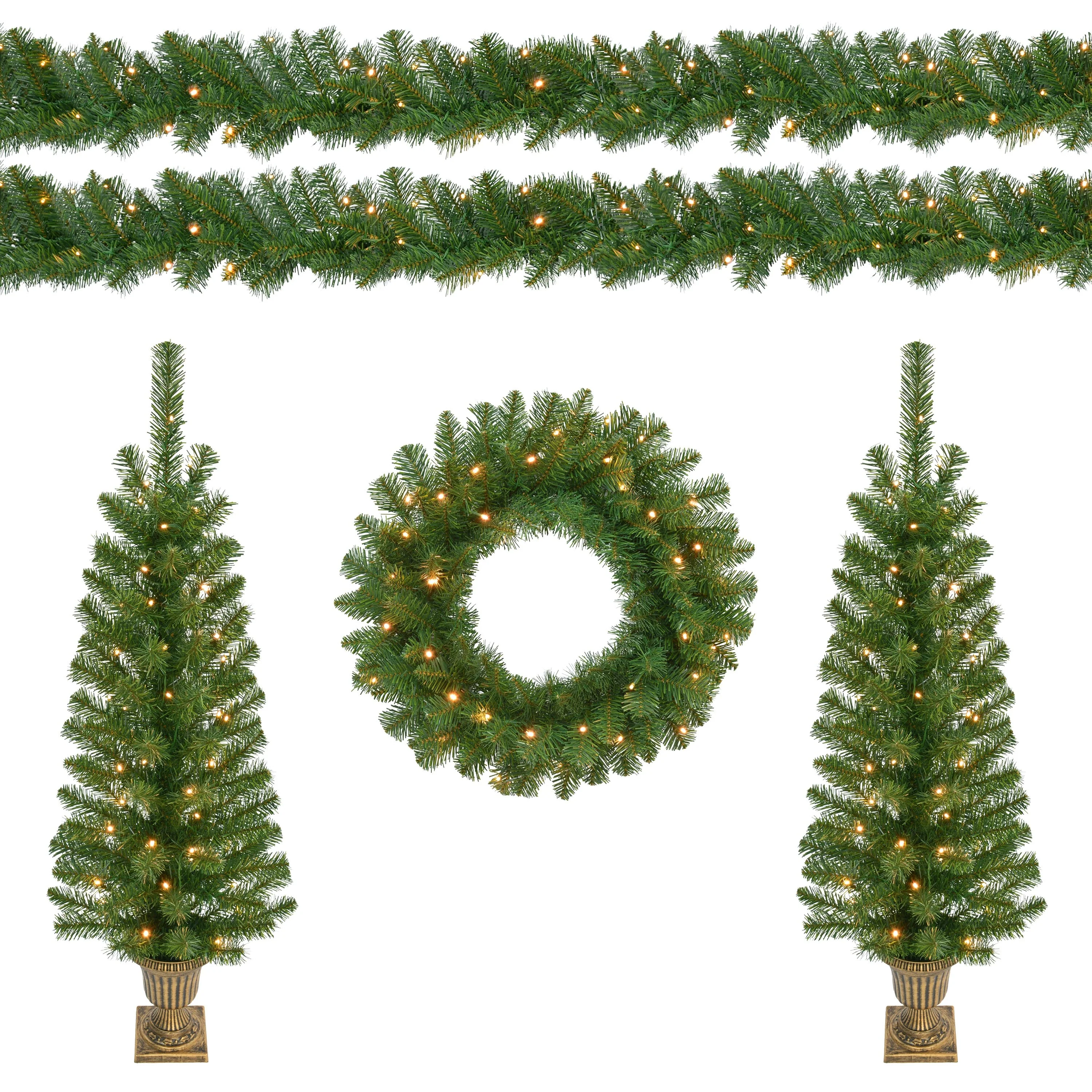Puleo International 5-Piece Pre-Lit Artificial Christmas Décor Set
