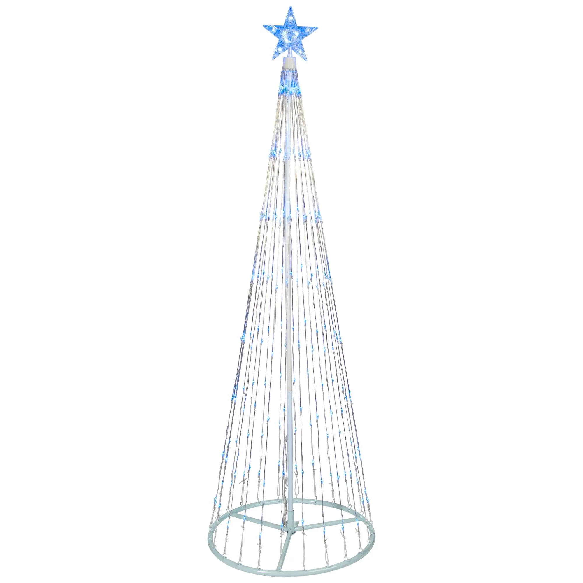 Lighted Show Cone Christmas Tree Outdoor Decoration - 6' - Blue LED - White