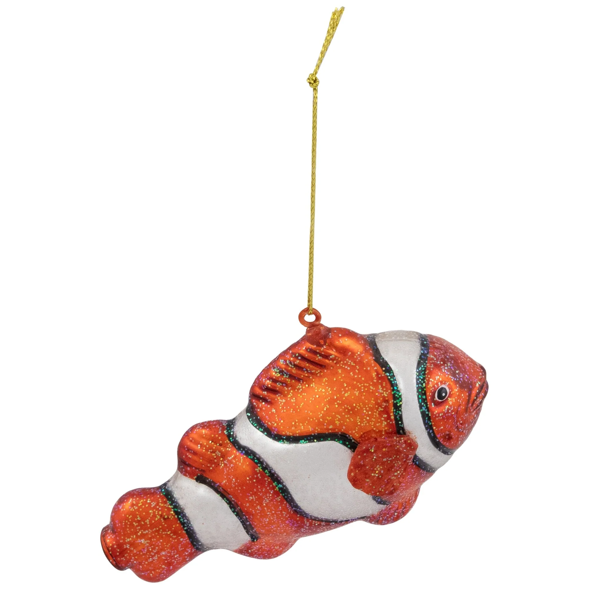 Glittered Clown Fish Glass Christmas Ornament - 4.75