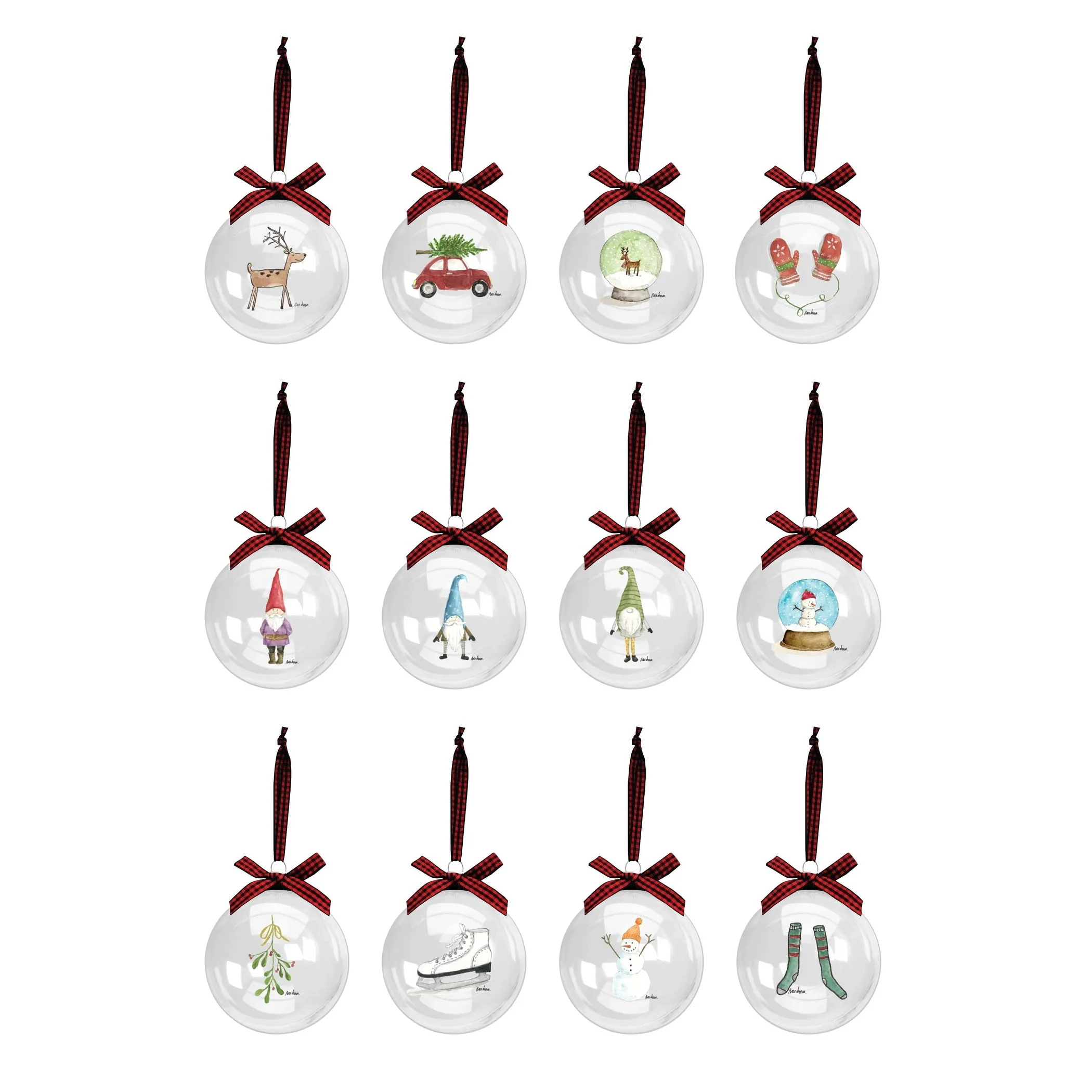 Rae Dunn Set of 12 CHRISTMAS Ornaments
