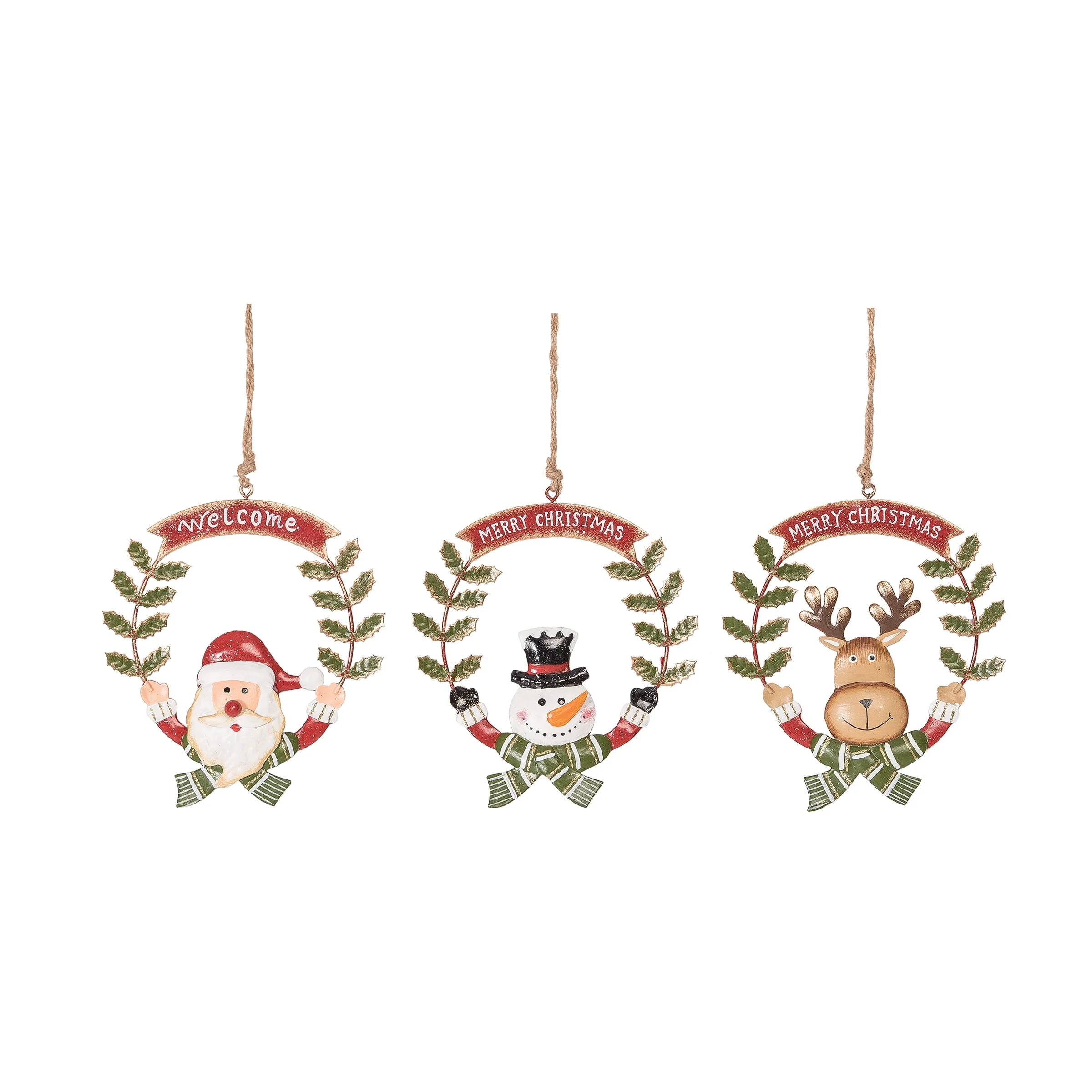 Holiday Metal Ornaments, Set of 3 - Set of 3