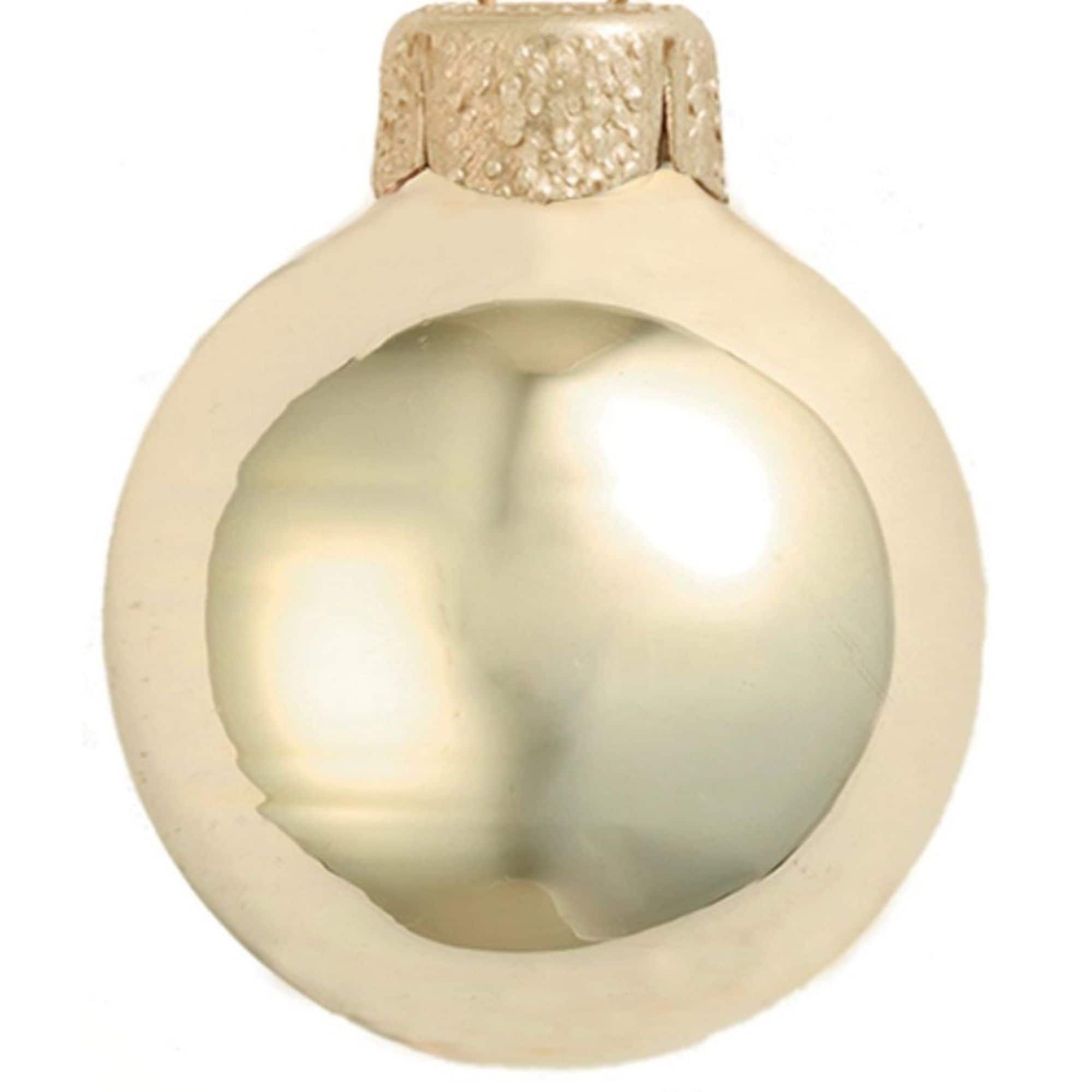 12ct Shiny Champagne Gold Glass Ball Christmas Ornaments 2.75