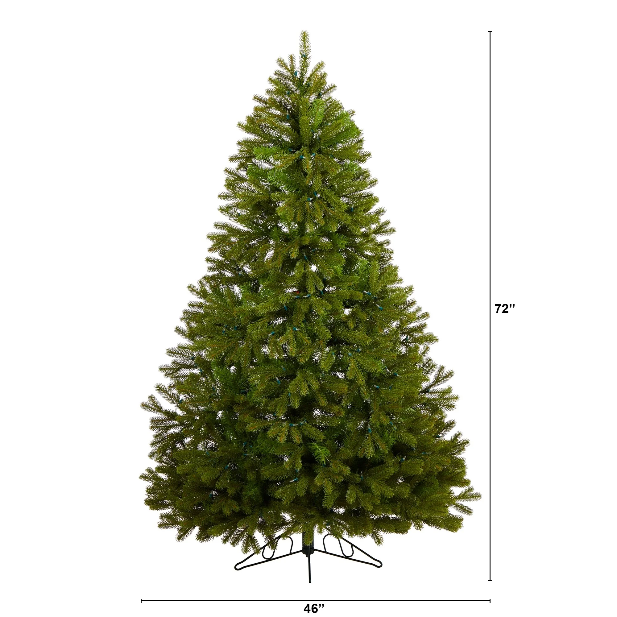 6' Cambridge Flat Back Artificial Christmas Wall Tree, Warm White LED - 6 Foot
