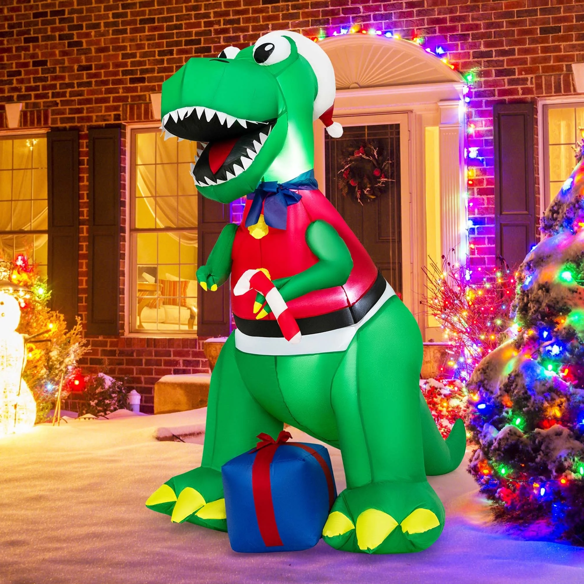 Costway 6FT Inflatable Christmas Dinosaur Dinosaur Decoration with LED - See Details