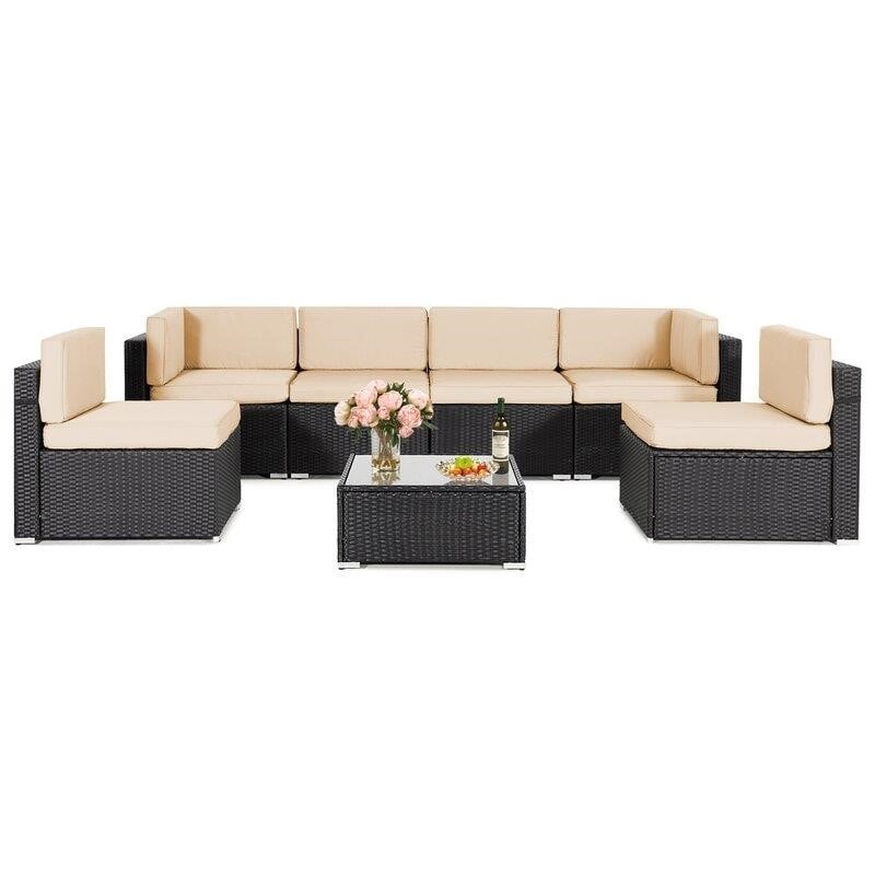 Jovahny Wicker/Rattan 6 - Person Seating Group with Cushions