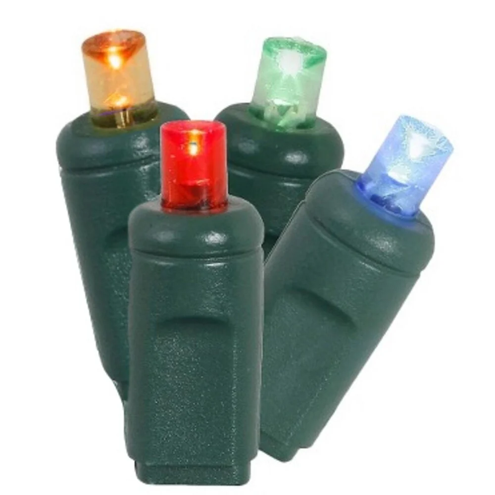 Set of 60 Multi-Color LED Twinkling Commercial Wide Angle Christmas Lights - Green Wire