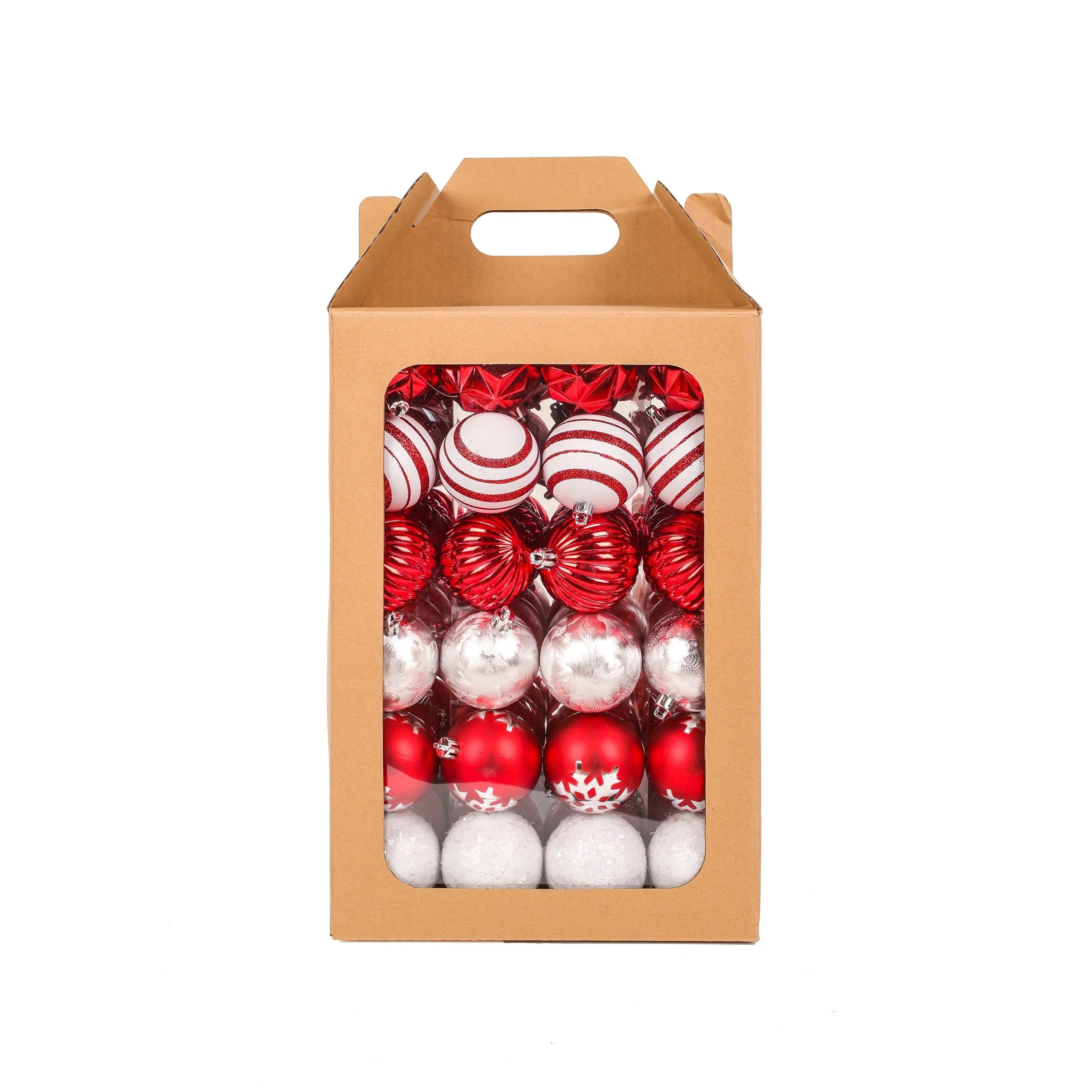 National Tree Company 2 in. Christmas Ball Ornaments, Red, White and Silver, Set of 96 - 2 in
