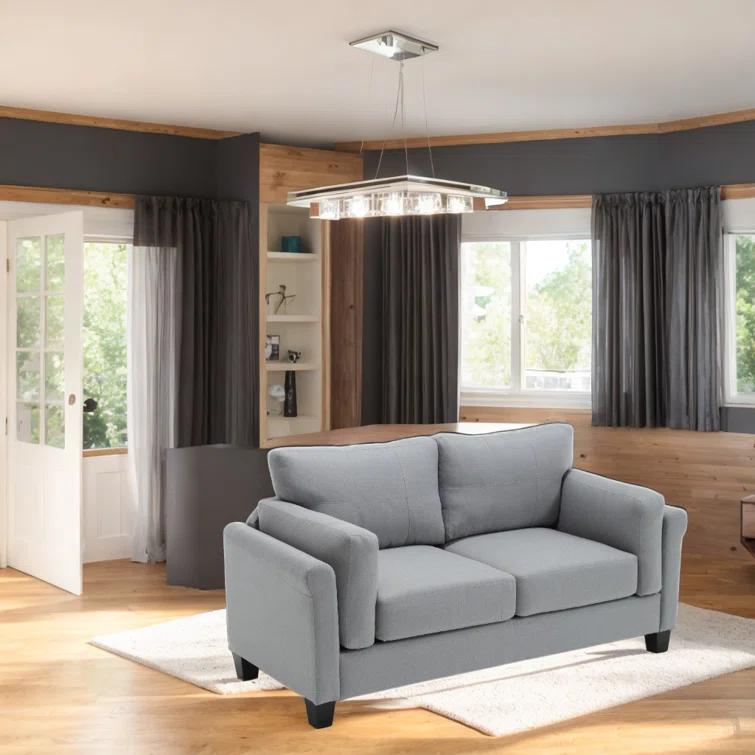 Modern Sofa Linen Upholstered Loveseat Sofa Comfortable Two Seat Couch For Living Room Or Office