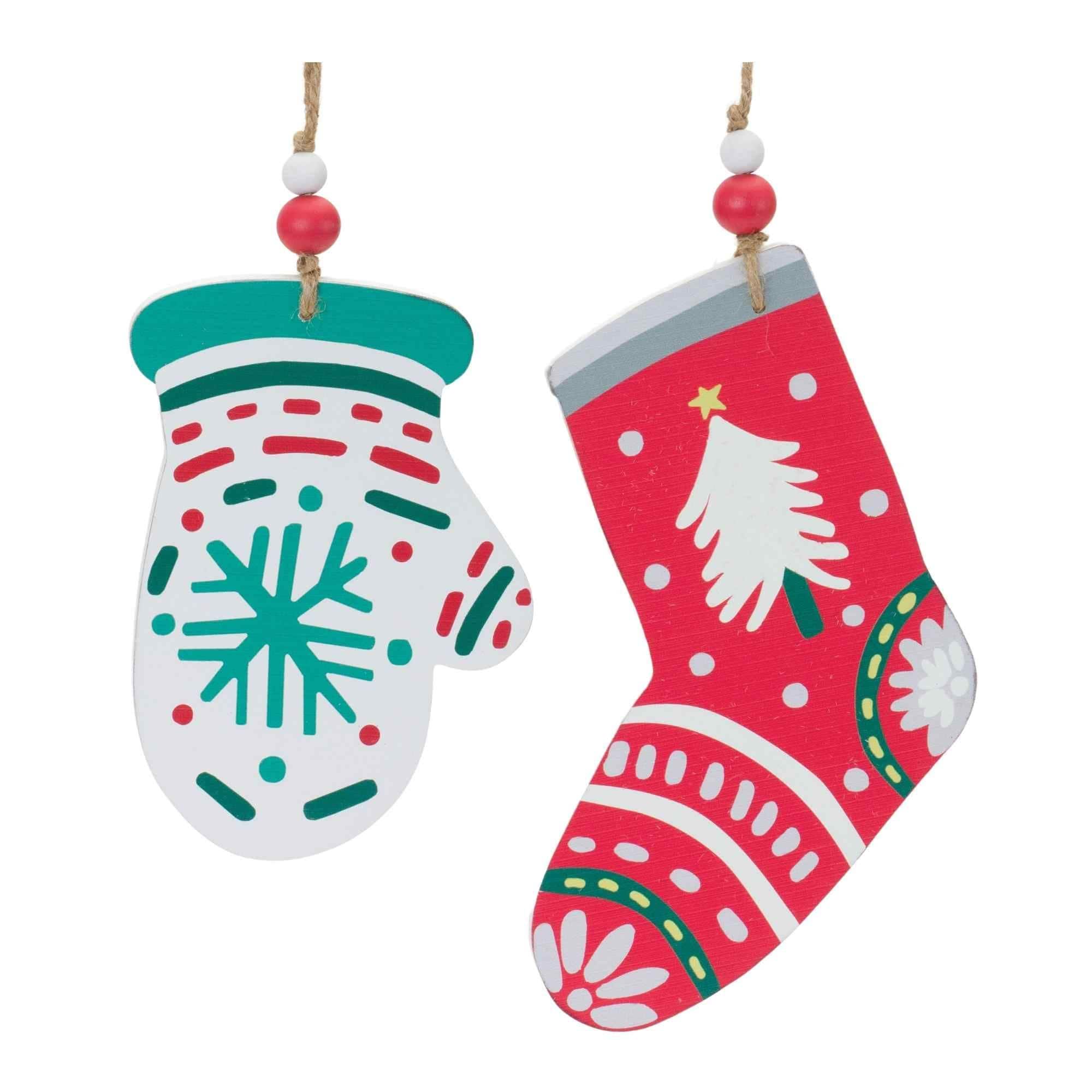 Club Pack of 12 Green & Red Mitten Stocking Christmas Ornaments 8