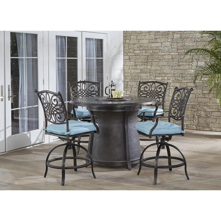 Thibault 4 - Person Round Outdoor Dining Set with Cushions