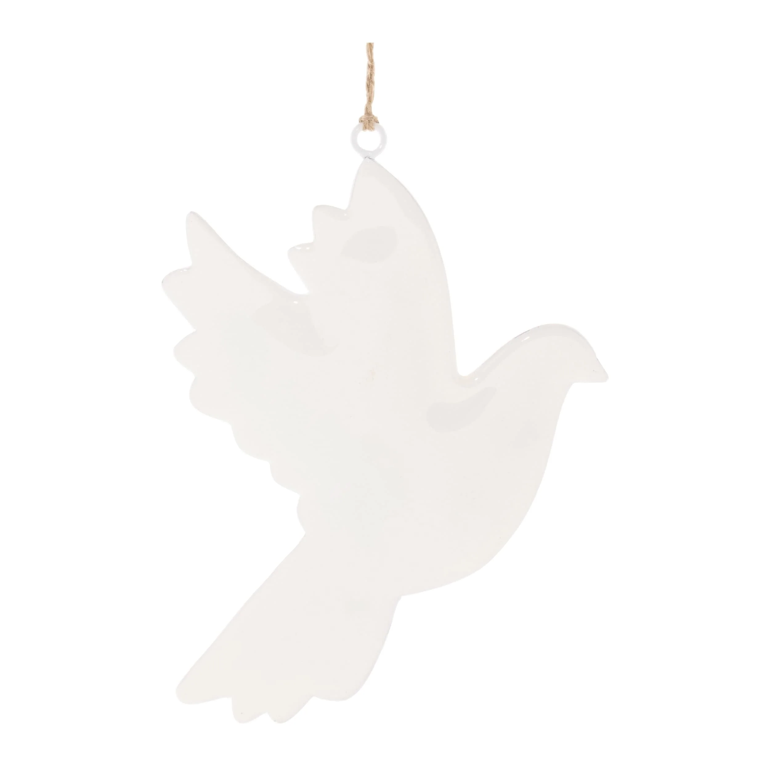 Set of 6 White Metal Dove Ornaments for Christmas Tree Decor - 6.25