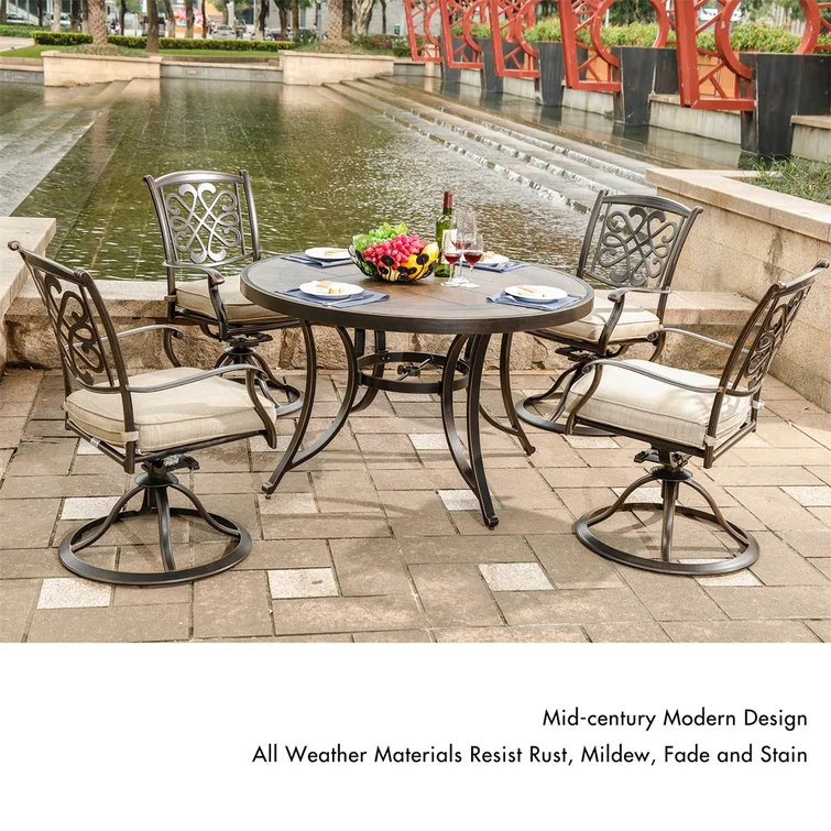 Alcario 4 - Person Round Outdoor Dining Set