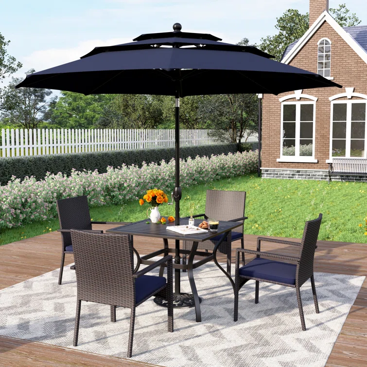 Alyah 4 - Person Rectangular Outdoor Dining Set with Cushions