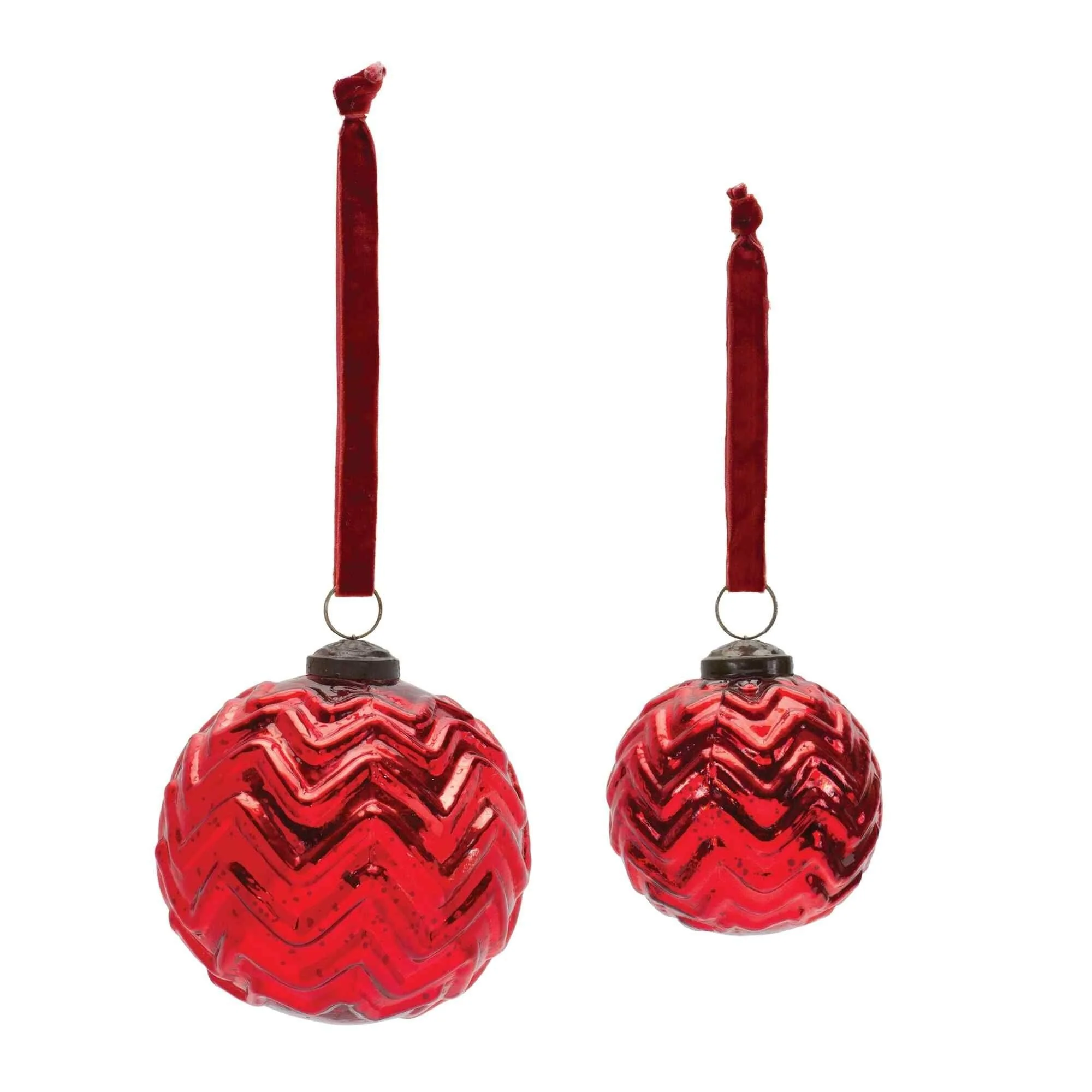 Shiny Finish Chevron Glass Christmas Ball Ornaments 4