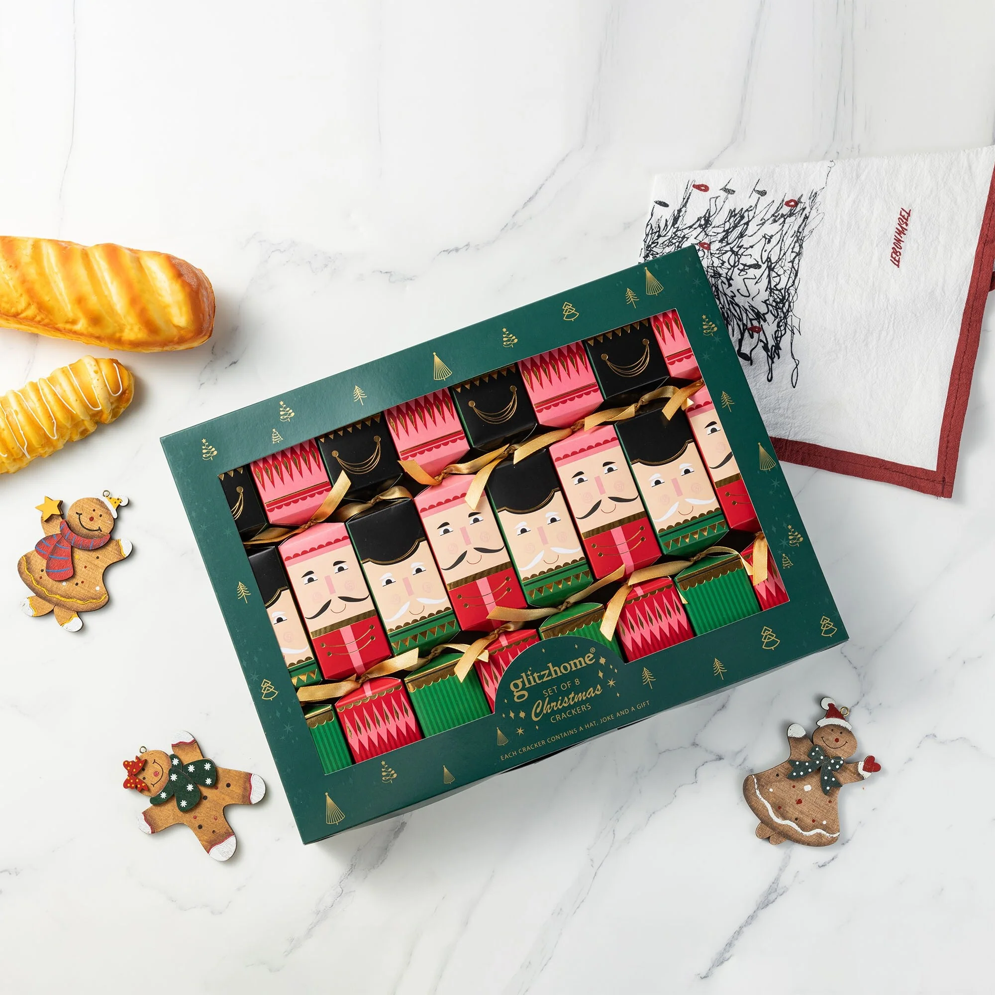 Glitzhome 8 Pack Christmas Nutcracker Party Cracker with Gift Contents