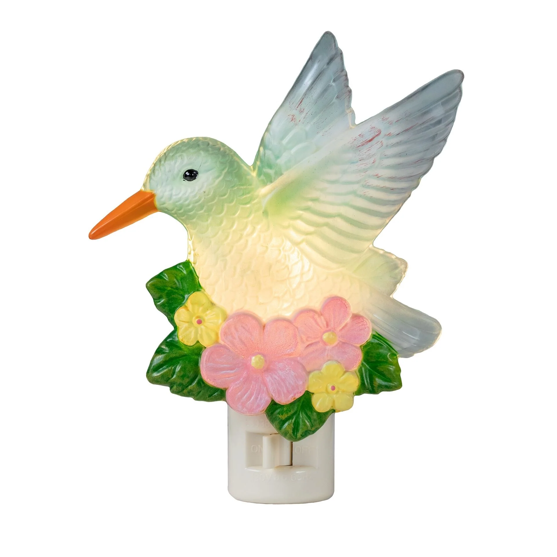 Novelty Lights LED Hummingbird Flowers Spring Easter Night Light with Swivel Plug