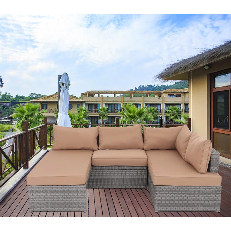 Uvala 80'' Wide 5 - Person Outdoor Seating Group with Cushions