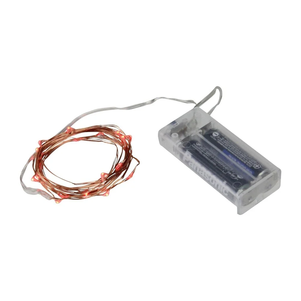 Set of 20 LED Red Battery Operated Christmas Fairy Lights - Copper Wire