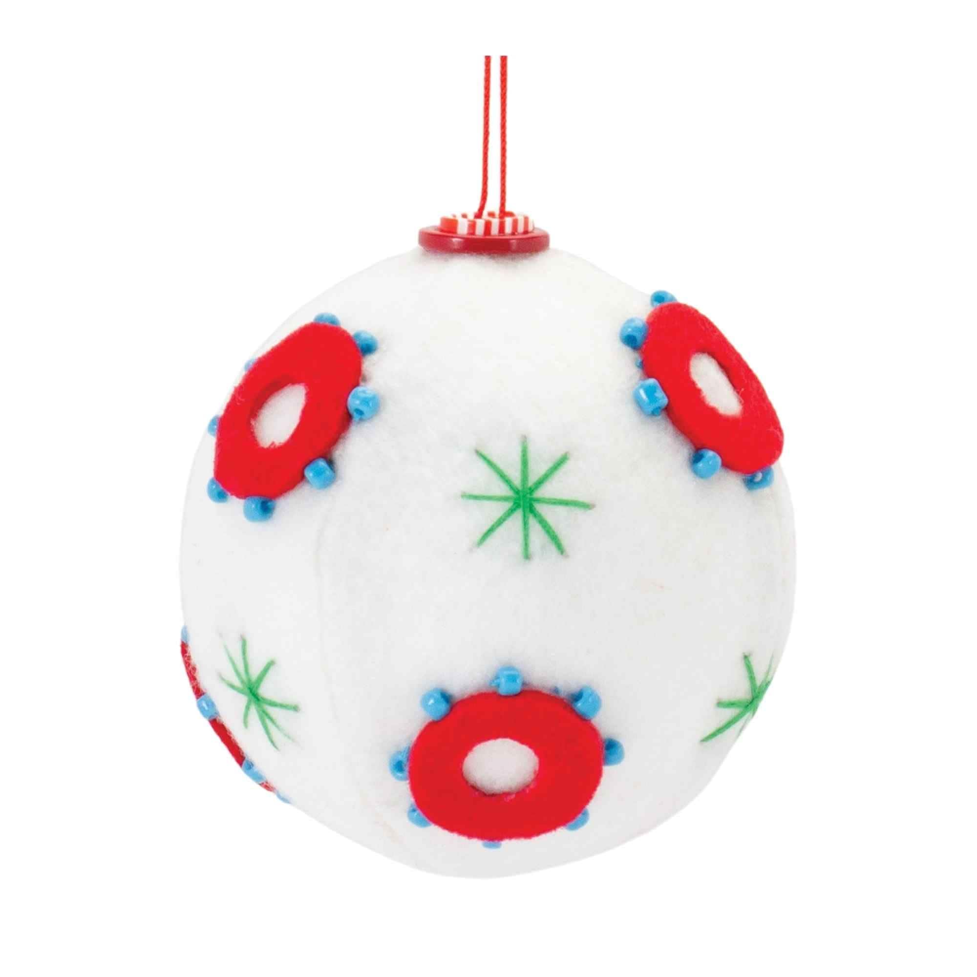 Embroidered Christmas Ball Ornaments 3.5