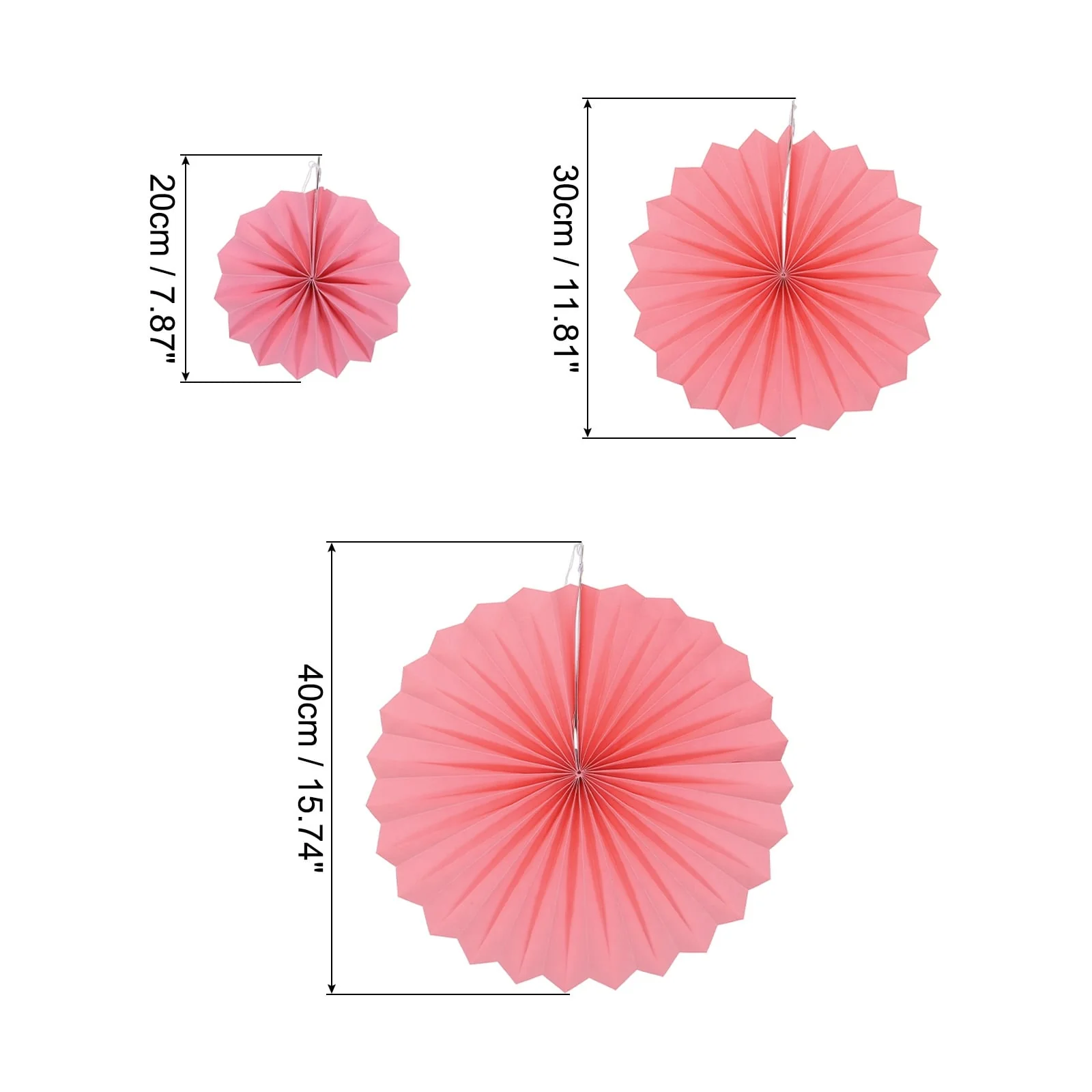 Hanging Paper Fans Party Set 12Pcs Decoration for Home Birthday Wedding Pink