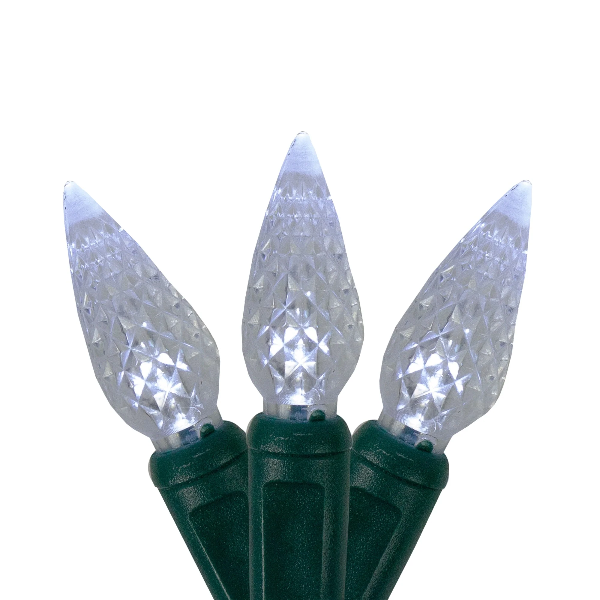 70 Pure White LED Faceted C6 Twinkling Christmas Lights - 23.5 ft