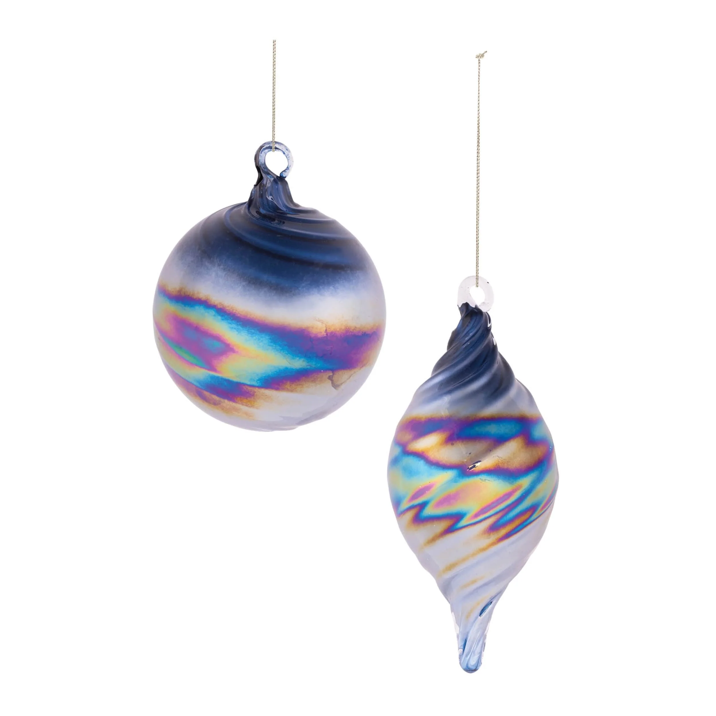 Set of 12 Iridescent Glass Ornaments for Christmas Tree - 3.25