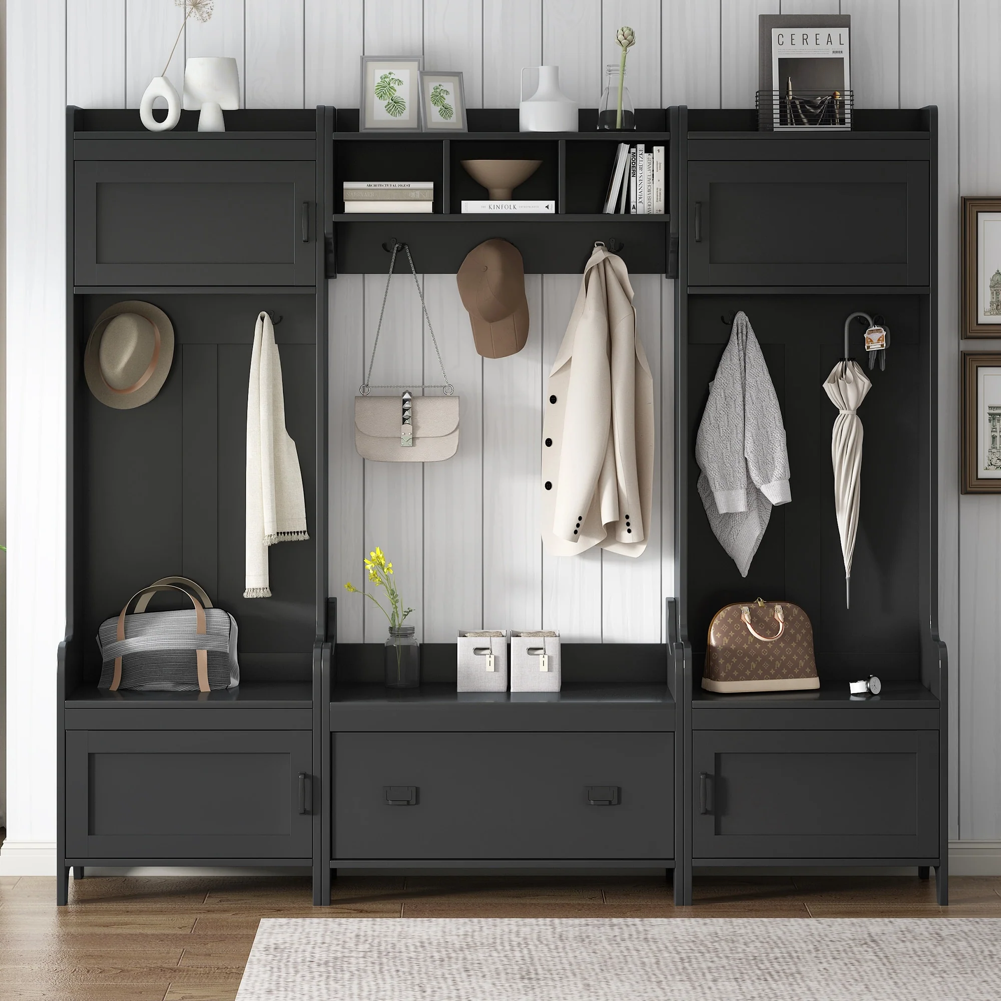 Entryway Bench Hall Tree with Ample Storage Drawer - N/A