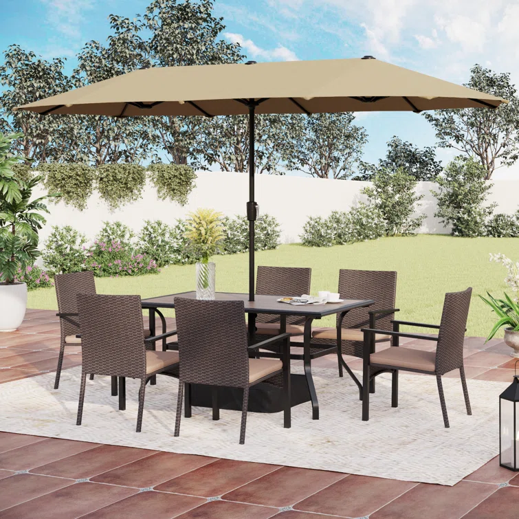 Alyah 6 - Person Rectangular Outdoor Dining Set with Cushions