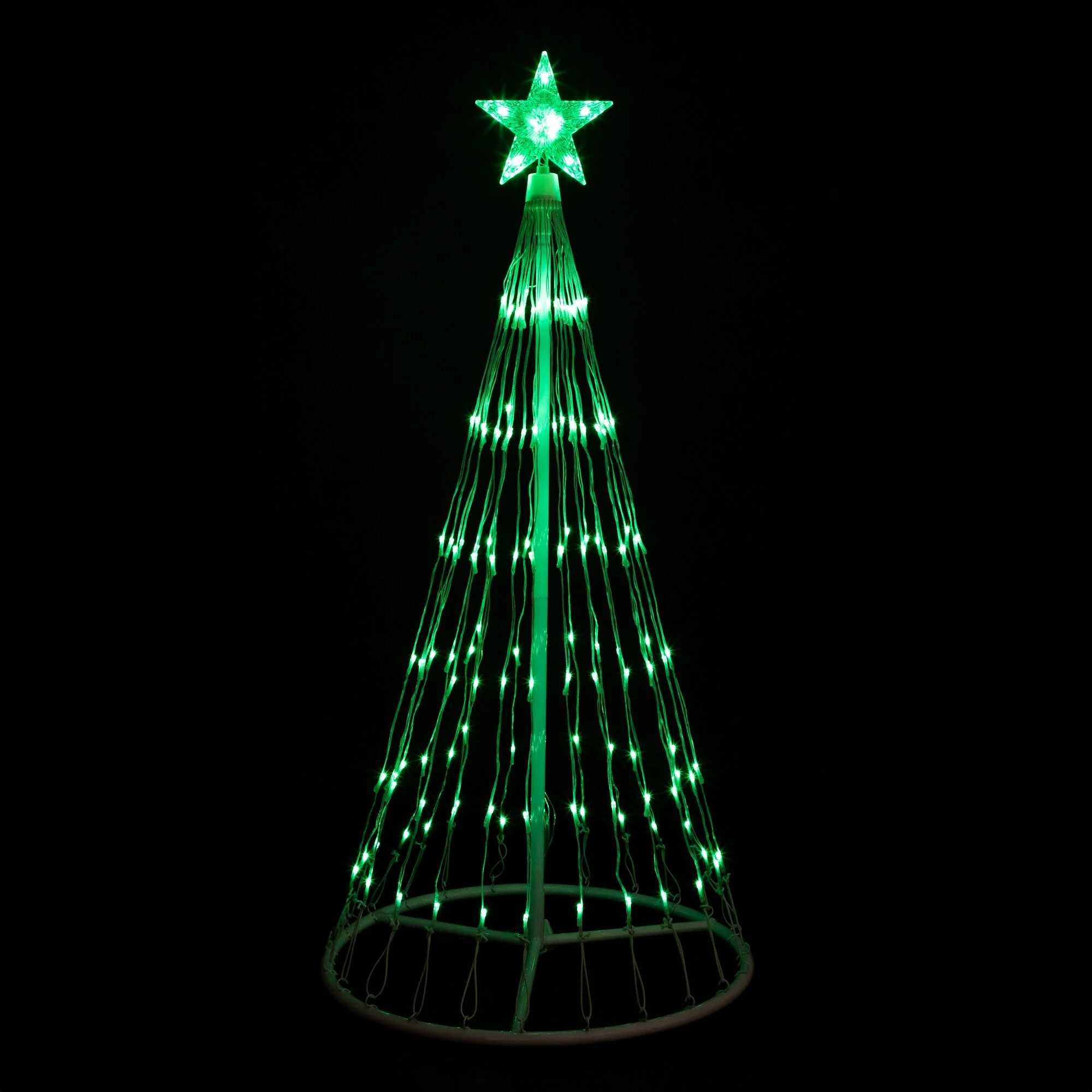 LED Lighted Christmas Cone Tree Outdoor Decoration - 4' - Green - White