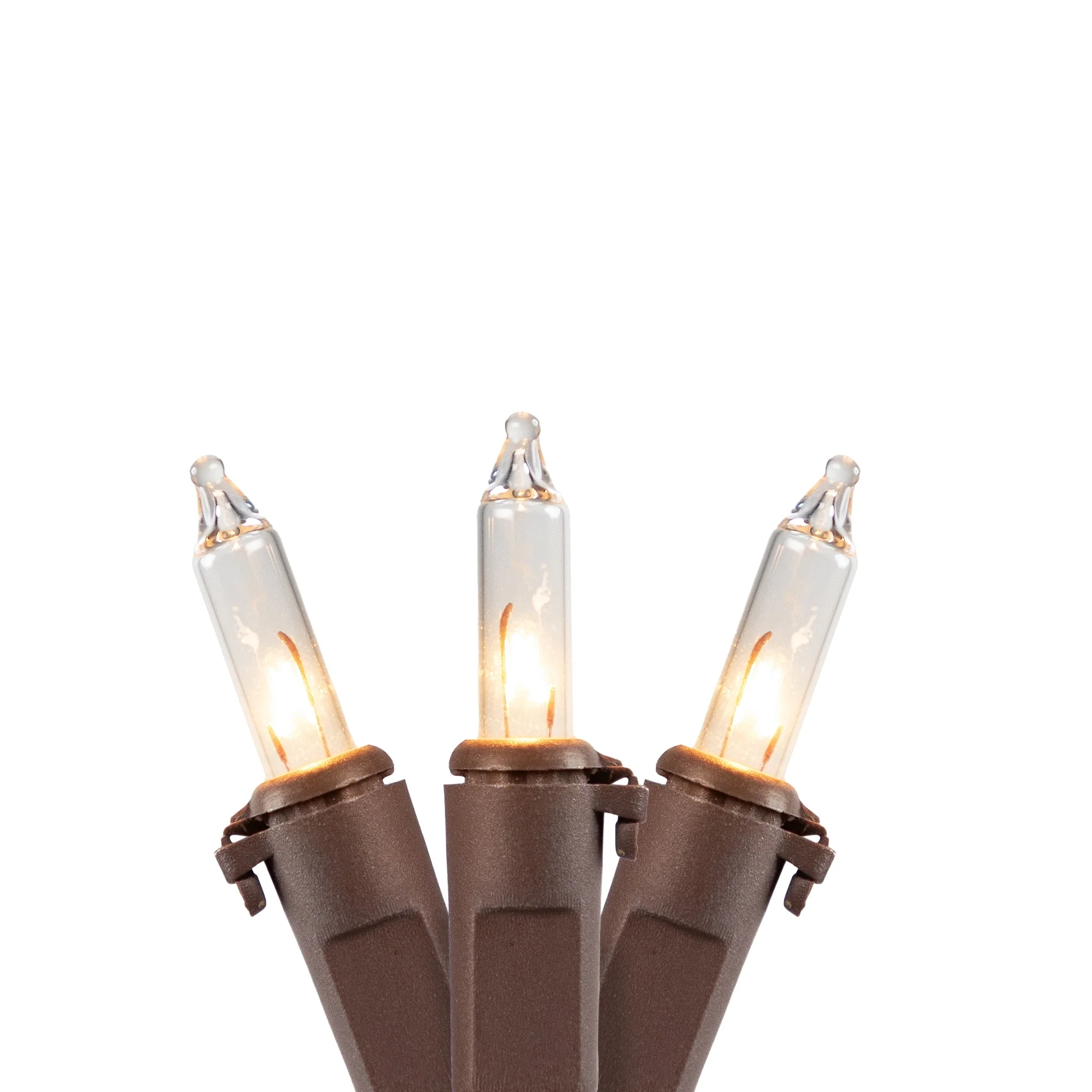 300-Count Clear Mini Christmas Lights Set - 61' Brown Wire