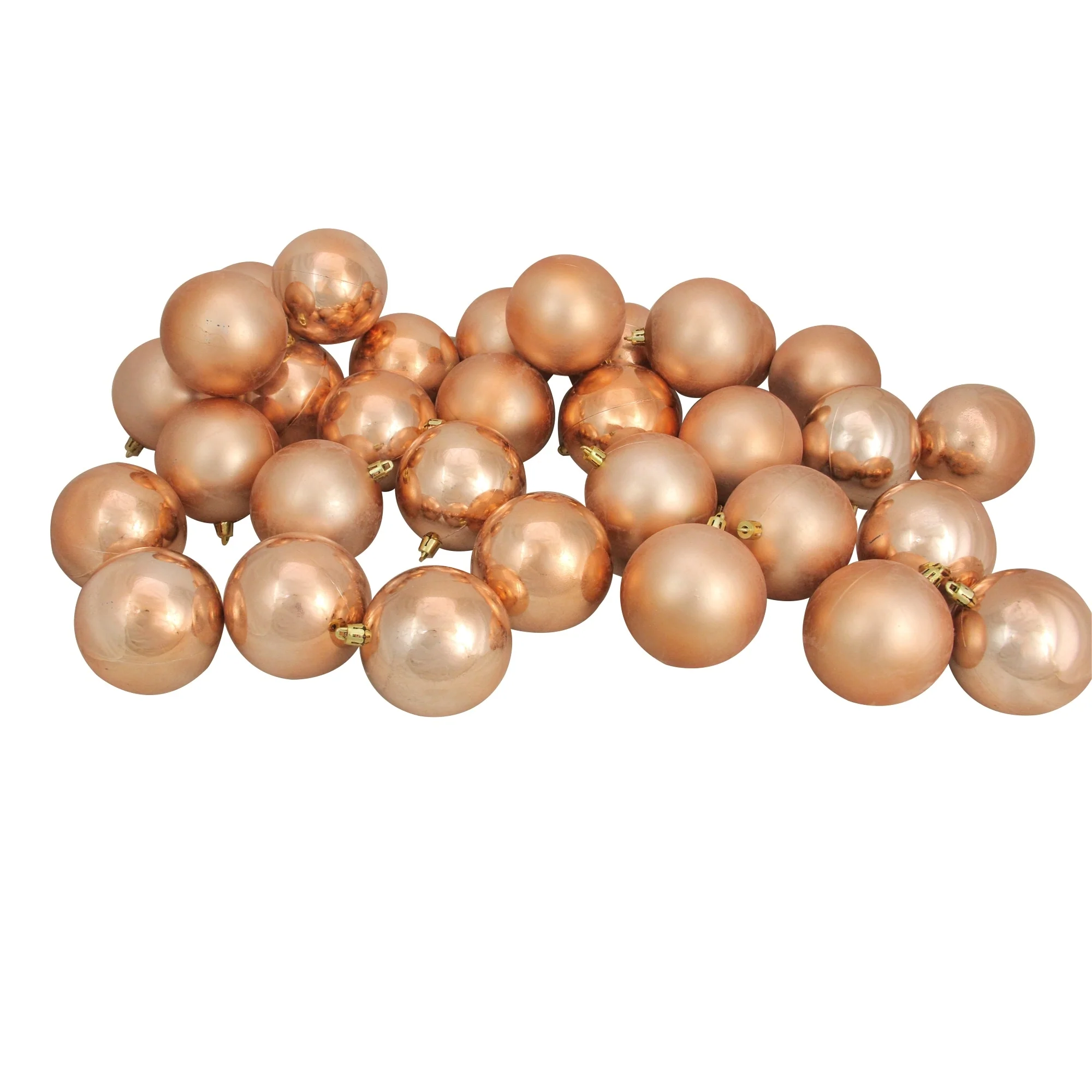 32ct Copper Brown Shatterproof 2-Finish Christmas Ball Ornaments 3.25
