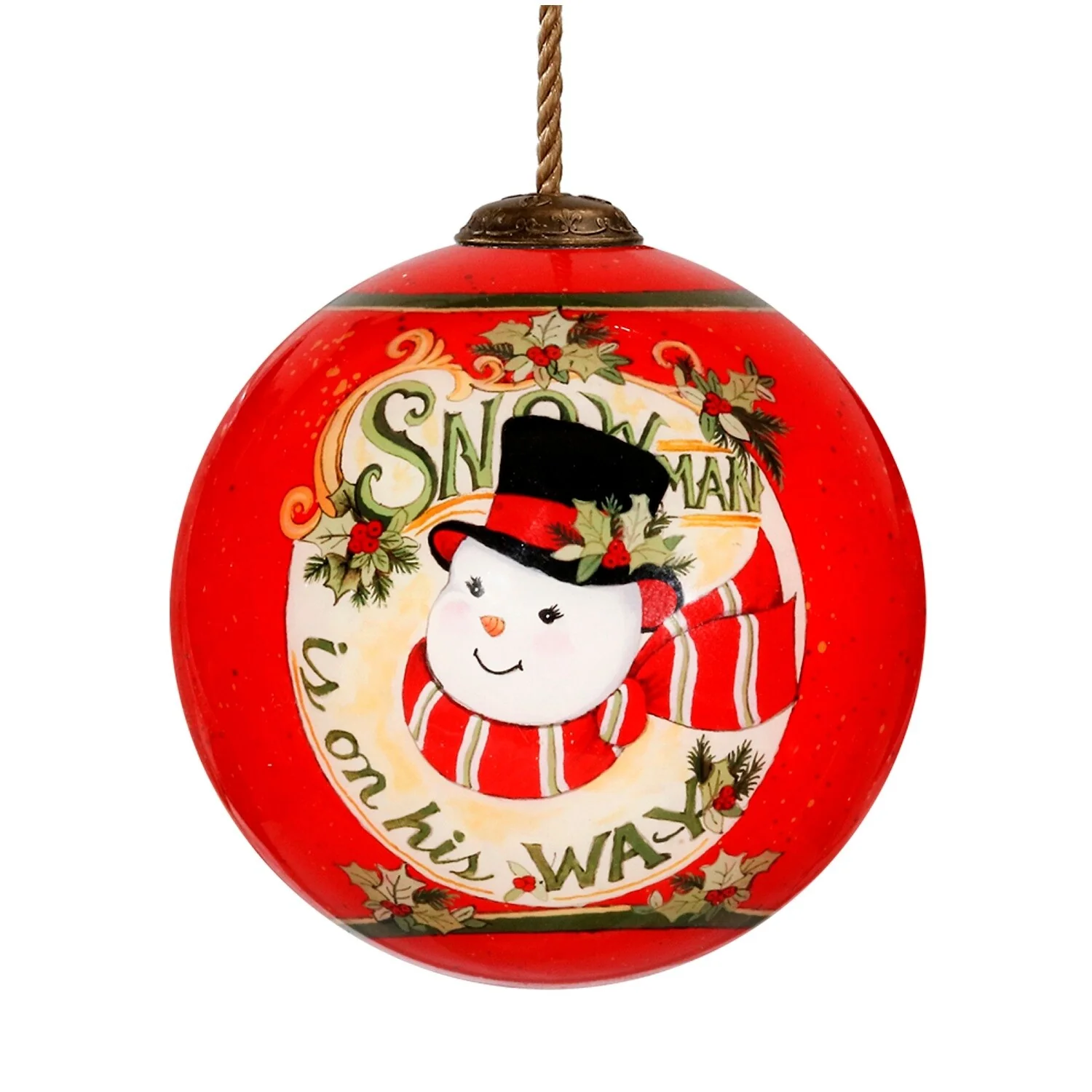 Snowman is on His Way Christmas Glass Ball Ornament - 3