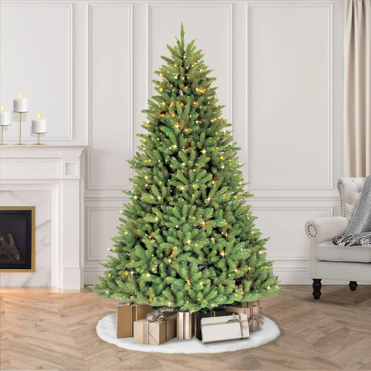 Puleo International 9' Pre Lit Fraser Fir Artificial Christmas Tree