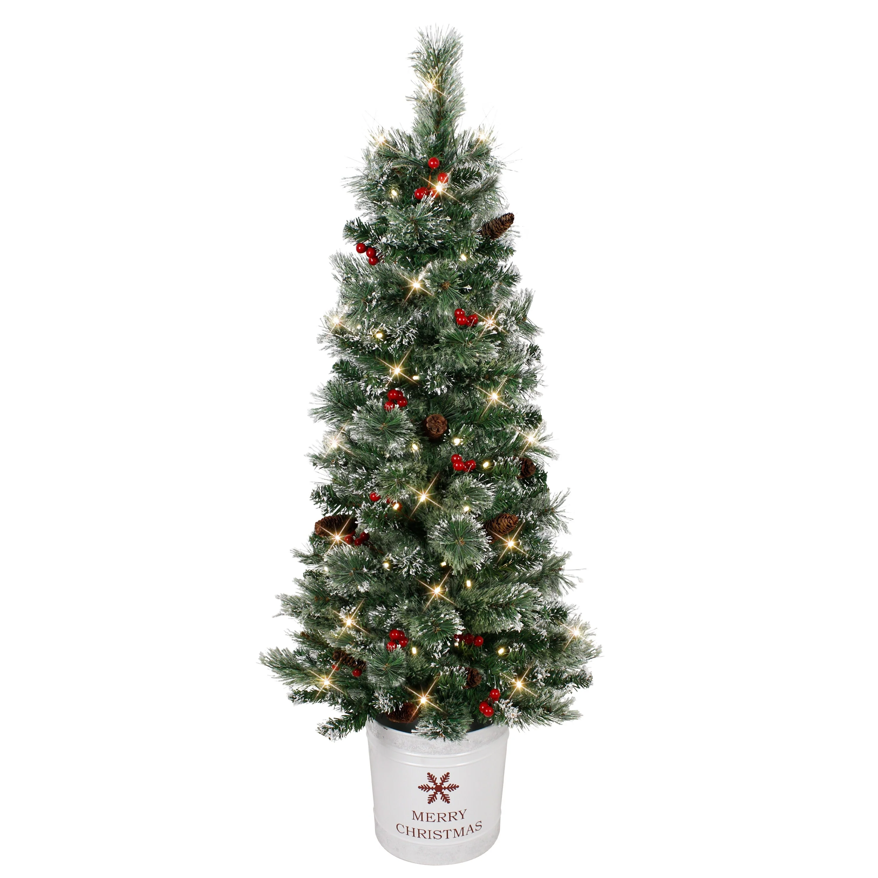Puleo International 4.5' Pre-Lit Potted Pine Artificial Christmas Tree