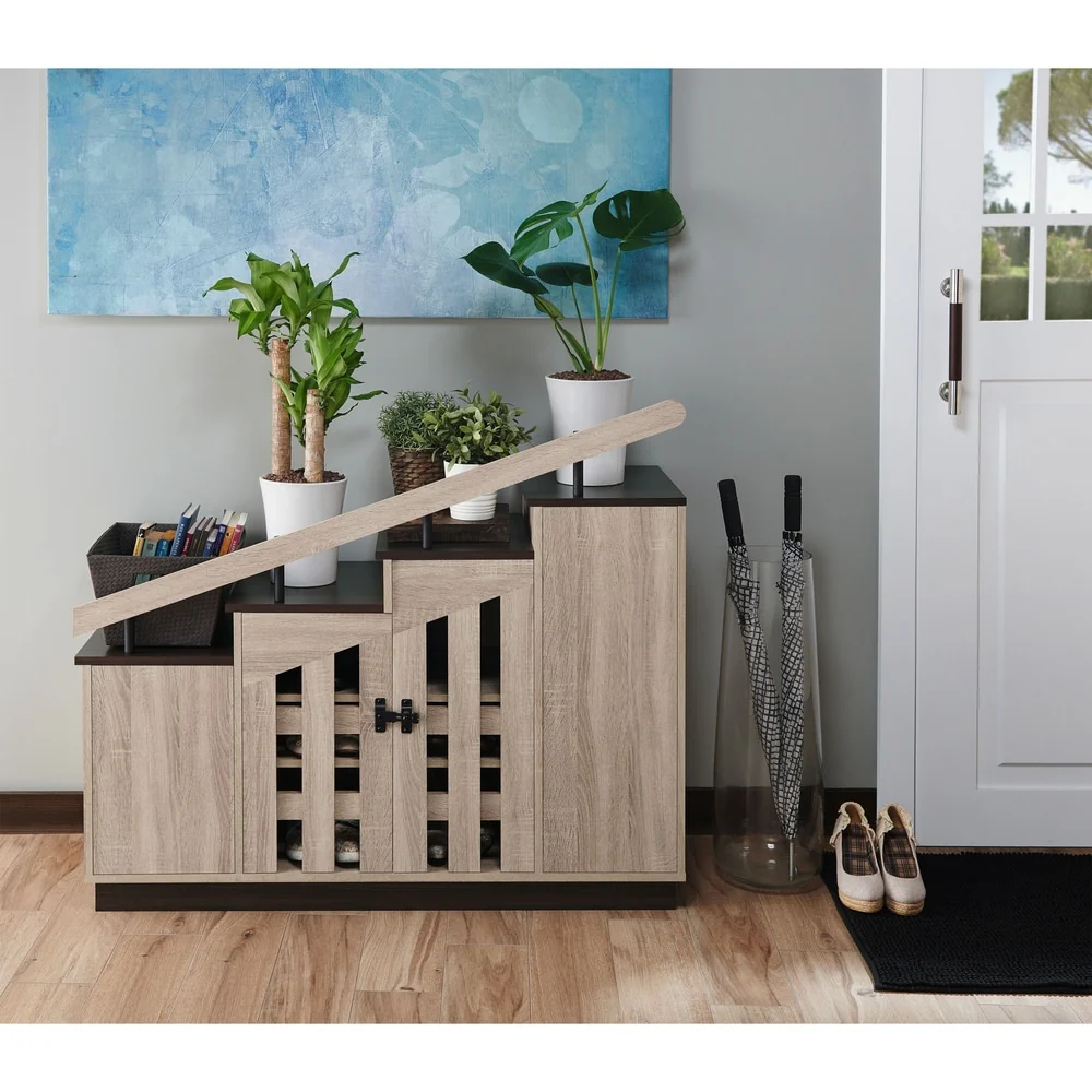 Garner Rustic 9-shelf Storage Shoe Cabinet by Furniture of America