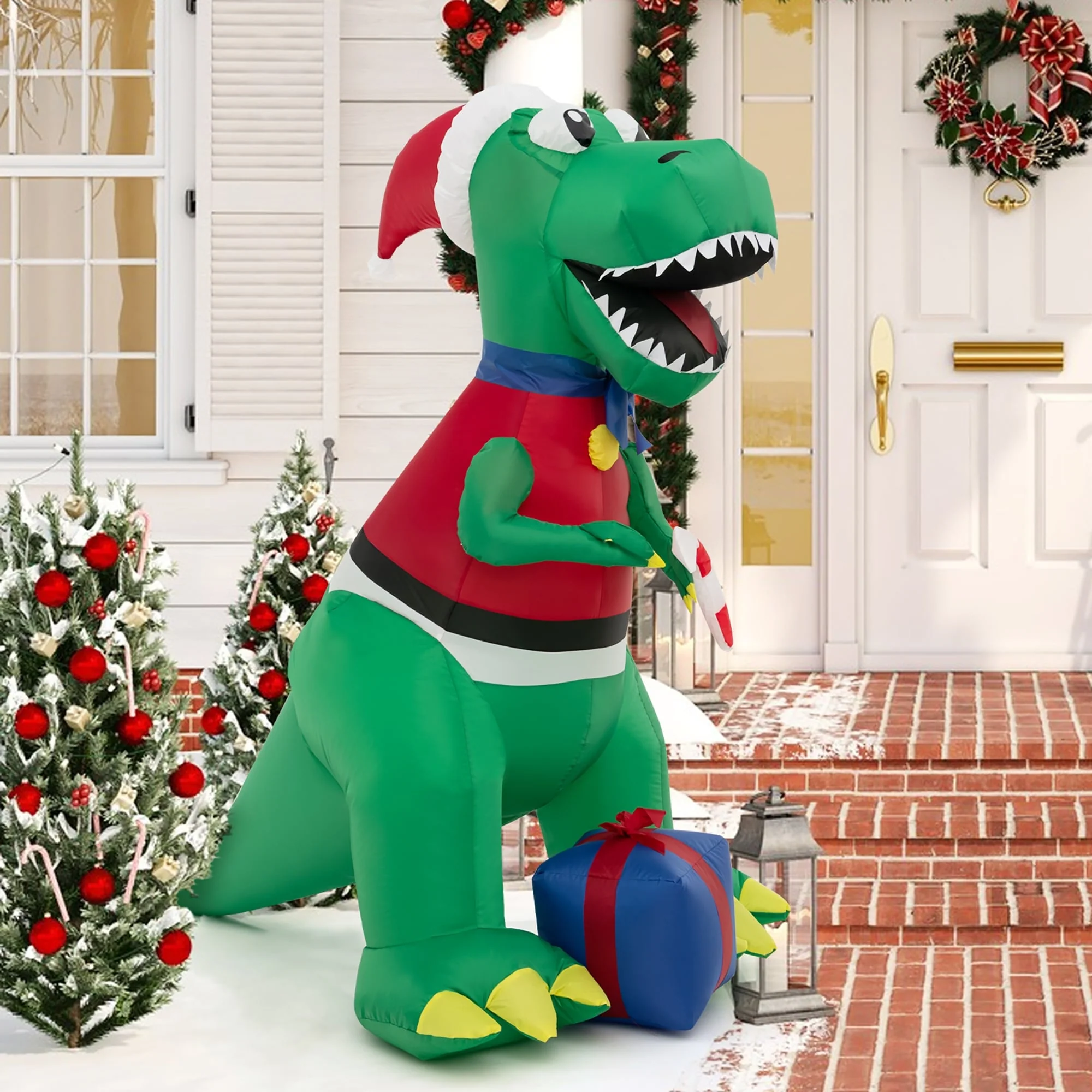 Gymax 6 FT Inflatable Christmas Dinosaur with Gift Blow Up Christmas - See Details