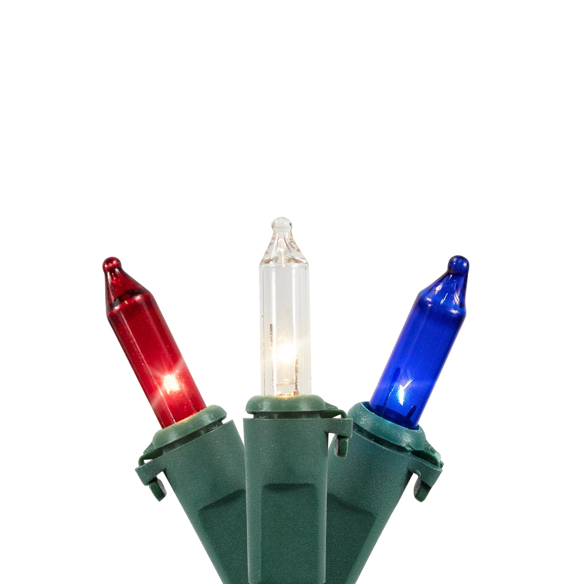 Mini Christmas String Lights - Red White and Blue - 20.25' Green Wire - 100ct