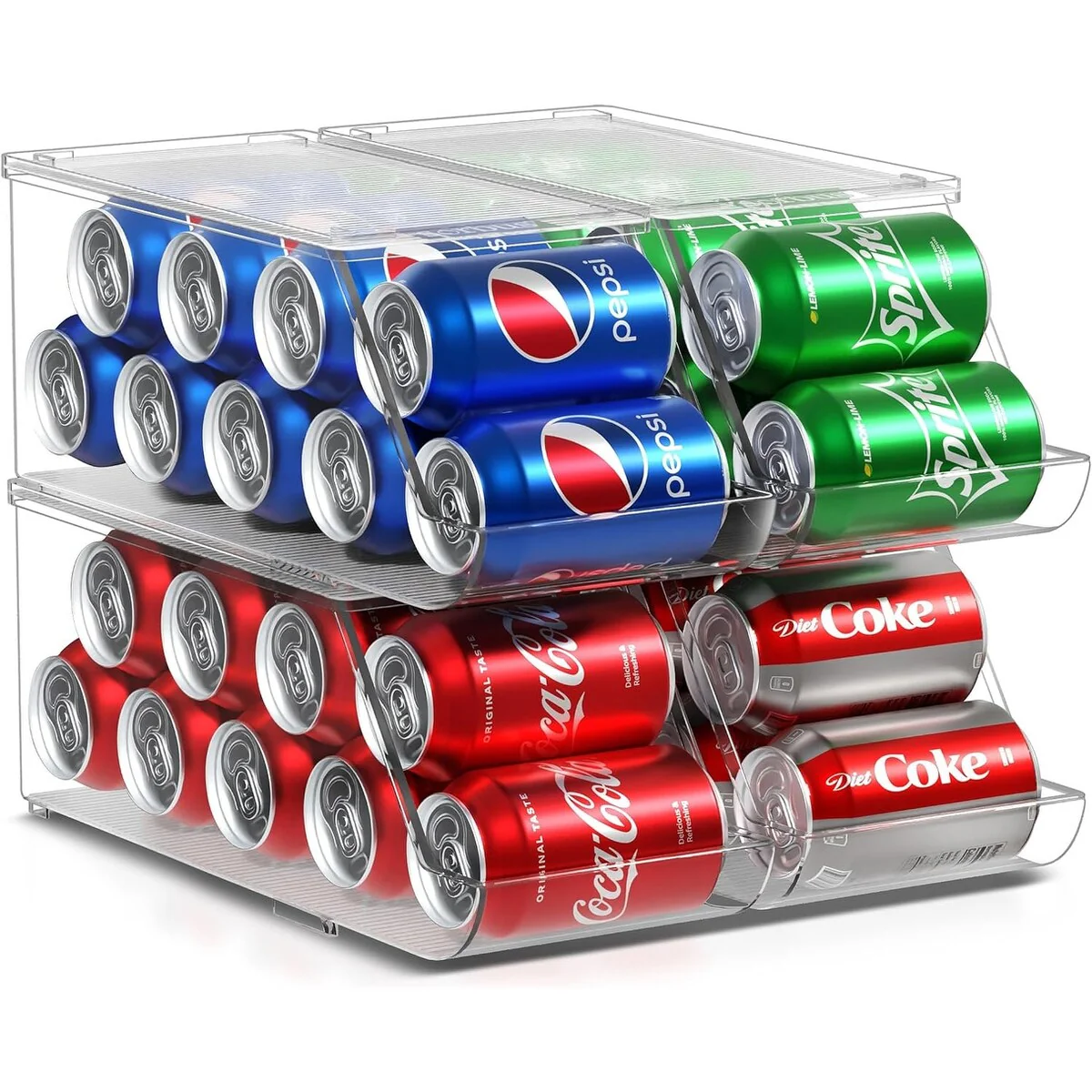 Fridge Bins Soda Can Organizer with Lid - 4PK