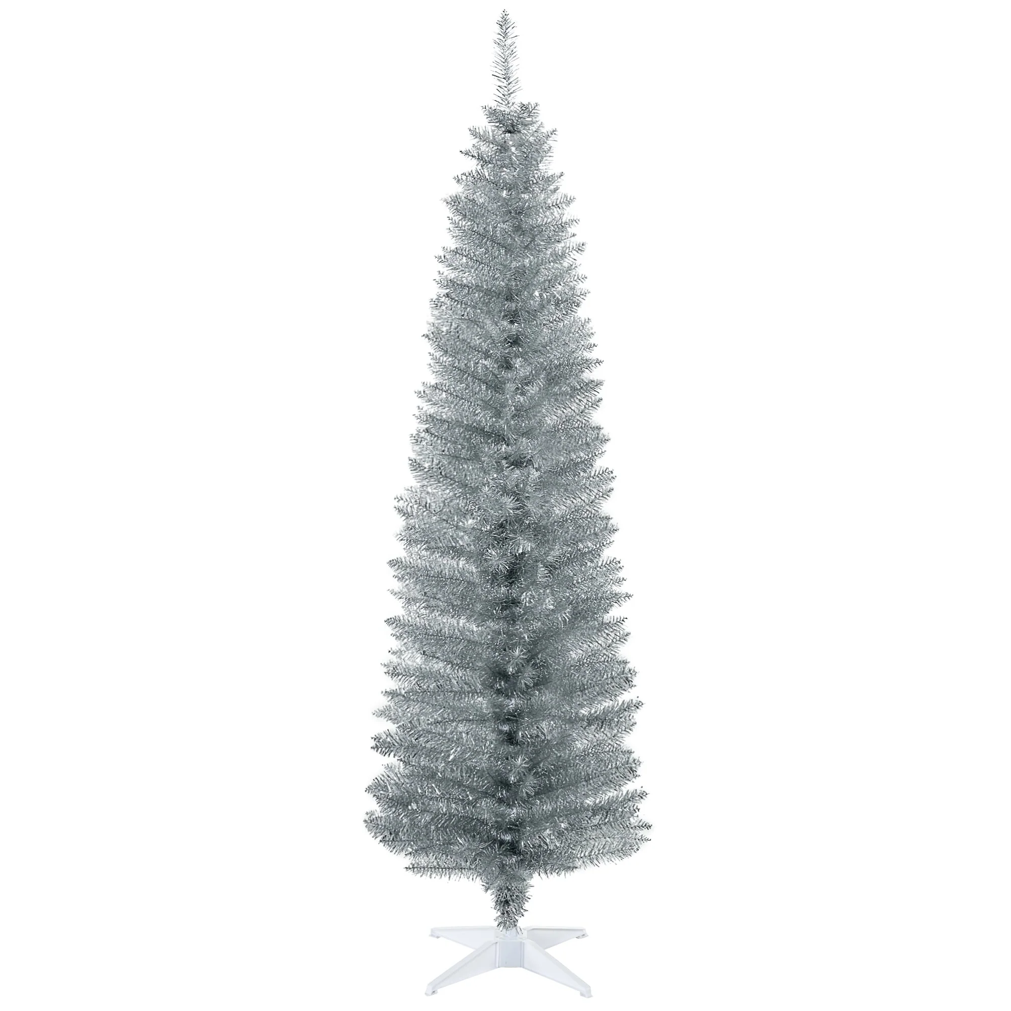 6ft 7ft Artificial Pencil Christmas Tree Compact Slim Design Perfect for Apartments and Small Rooms