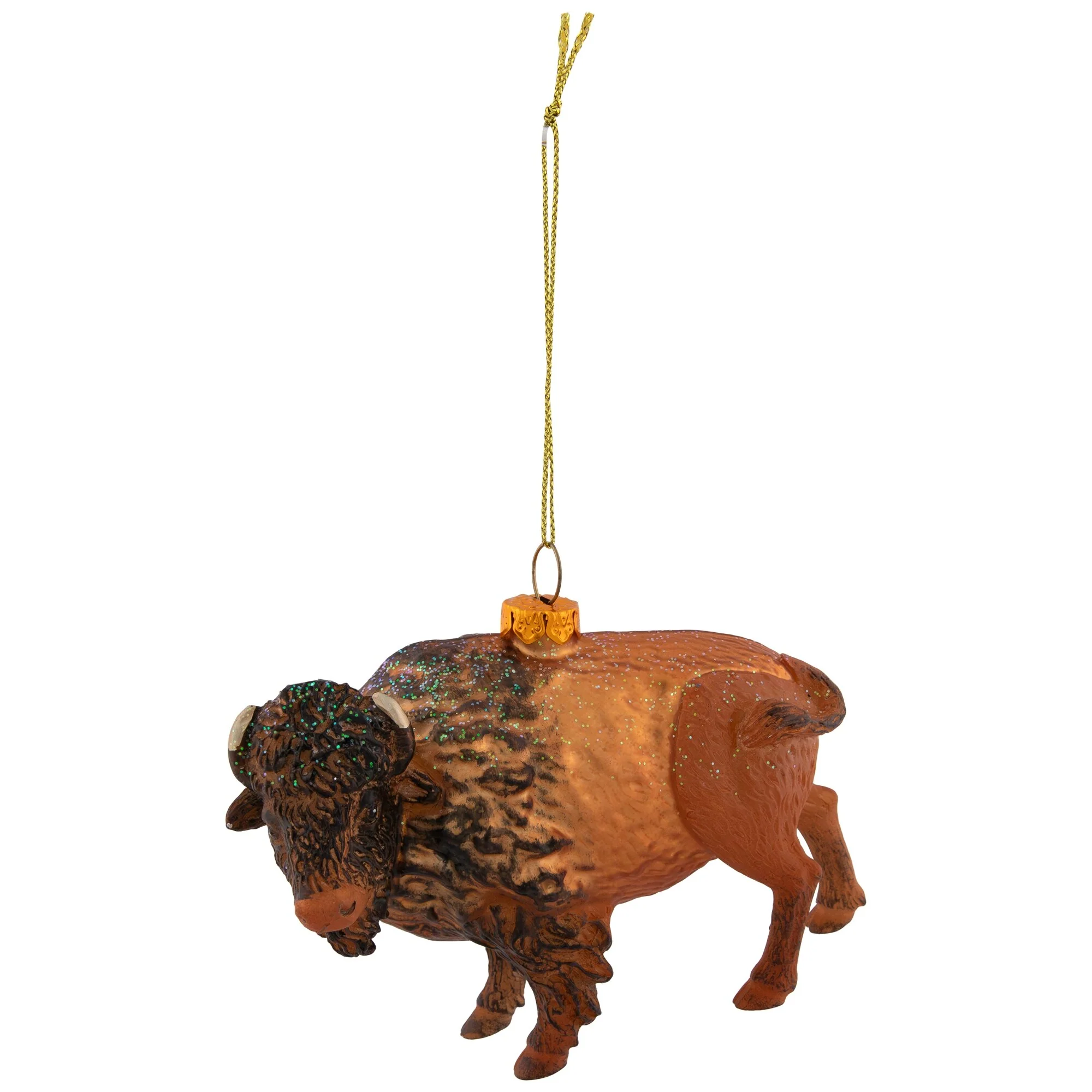 Glittered Buffalo Christmas Glass Ornament - 4.25