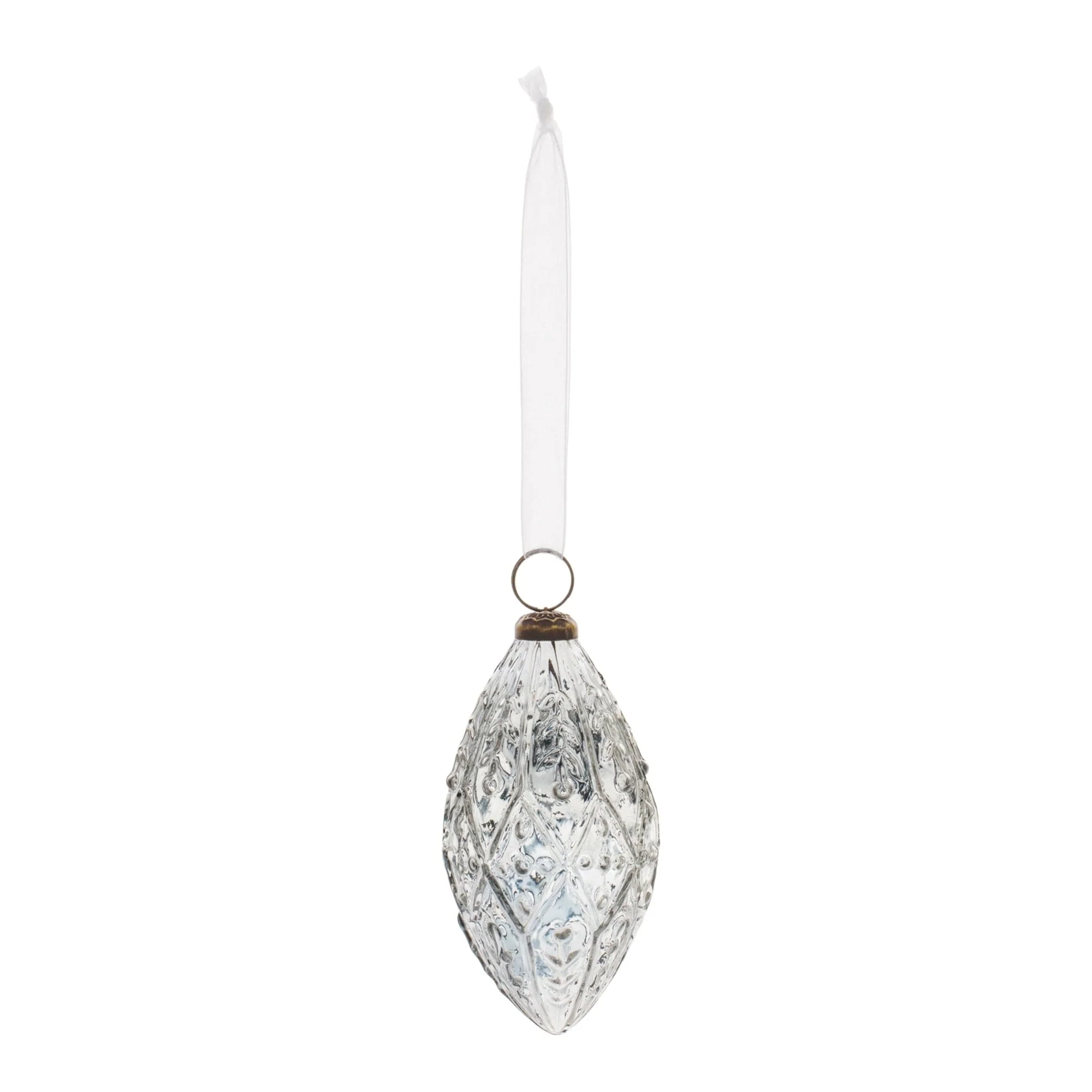 Raised Ornamental Glass Christmas Drop Ornaments - 5